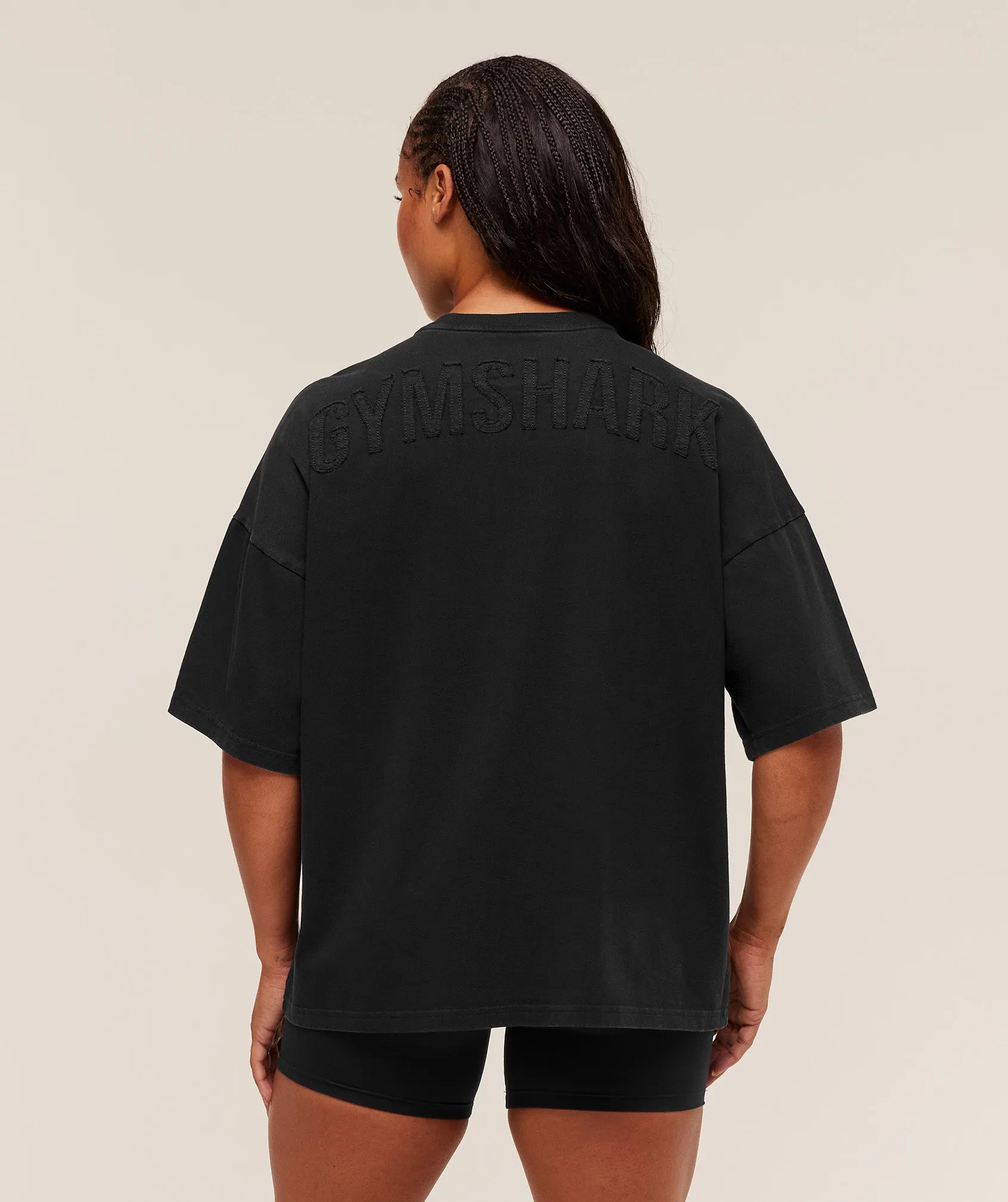 Gymshark Power Washed Oversized T-Shirt - Black/Acid Wash Small Ball sold by Gymshark