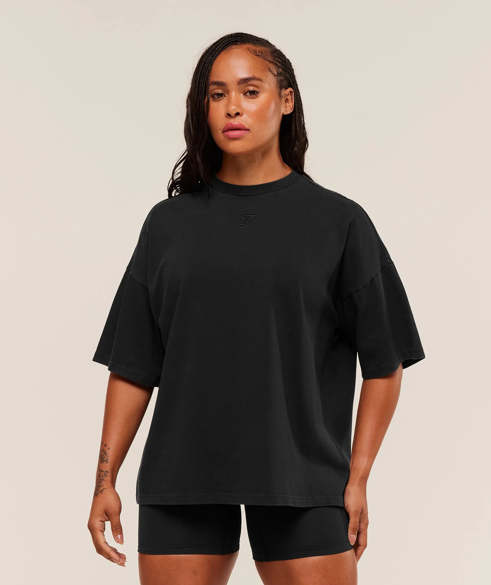Gymshark Power Washed Oversized T-Shirt - Black/Acid Wash Small Ball sold by Gymshark product image thumbnail 2