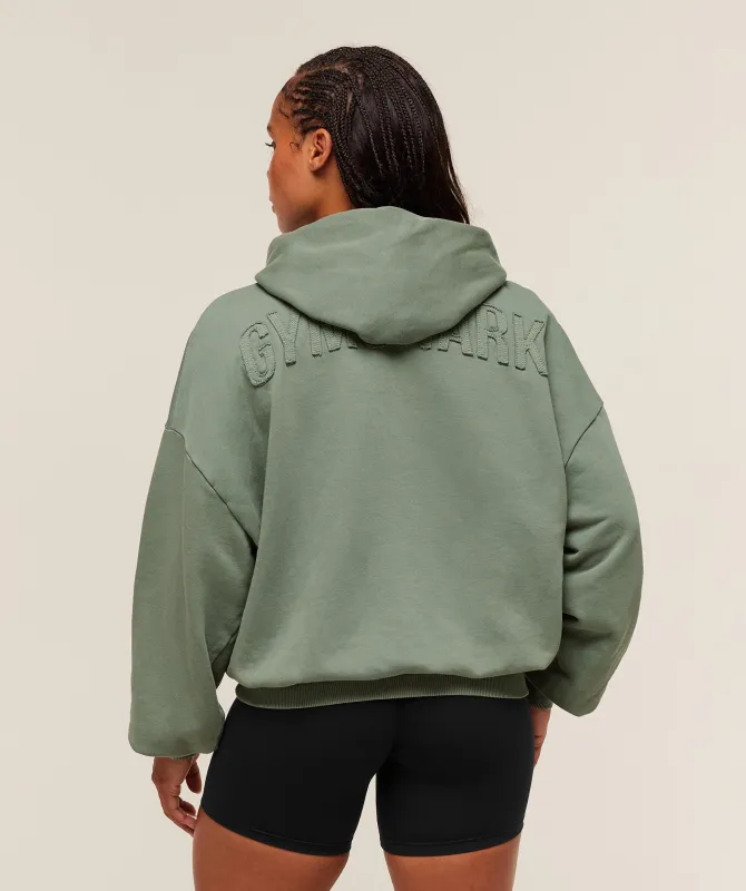 Gymshark Power Washed Oversized Hoodie - Unit Green/Acid Wash Small Ball sold by Gymshark