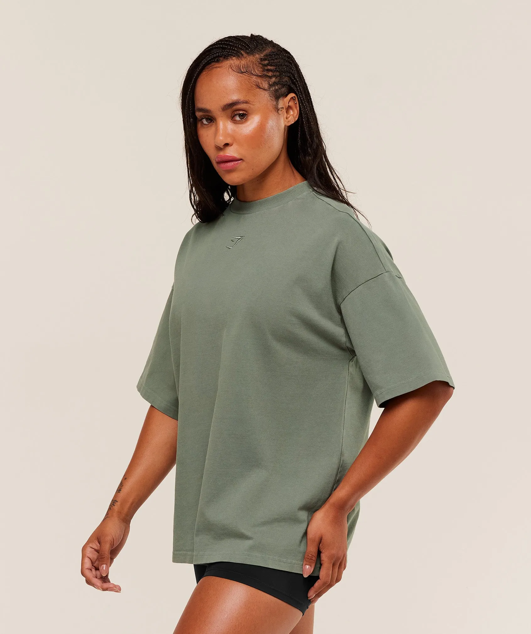 Gymshark Power Washed Oversized T-Shirt - Unit Green/Acid Wash Small Ball sold by Gymshark product image thumbnail 3