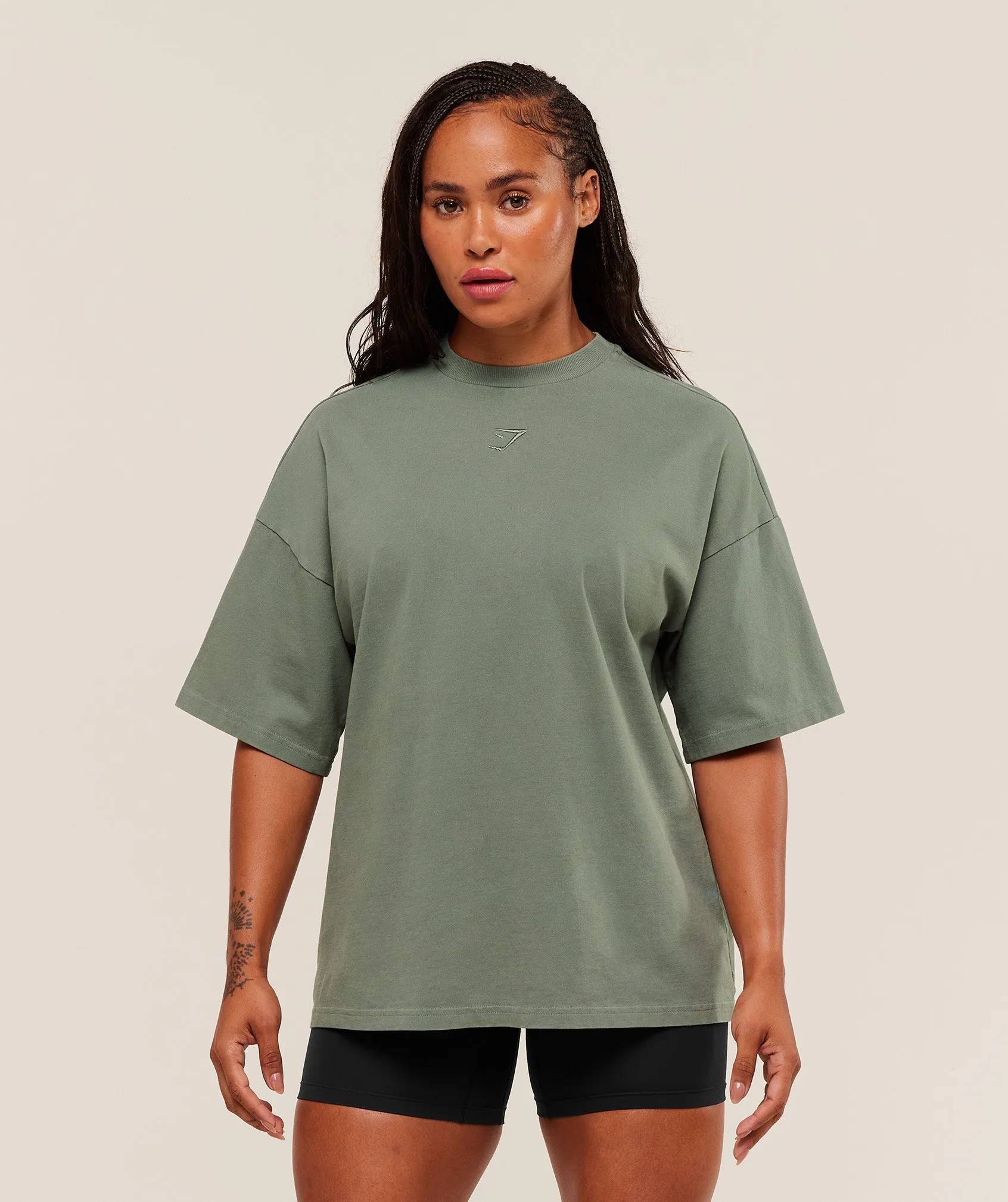 Gymshark Power Washed Oversized T-Shirt - Unit Green/Acid Wash Small Ball sold by Gymshark product image thumbnail 2