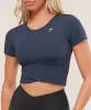 Gymshark Crossover Midi Top with Shelf - Heavy Blue sold by Gymshark