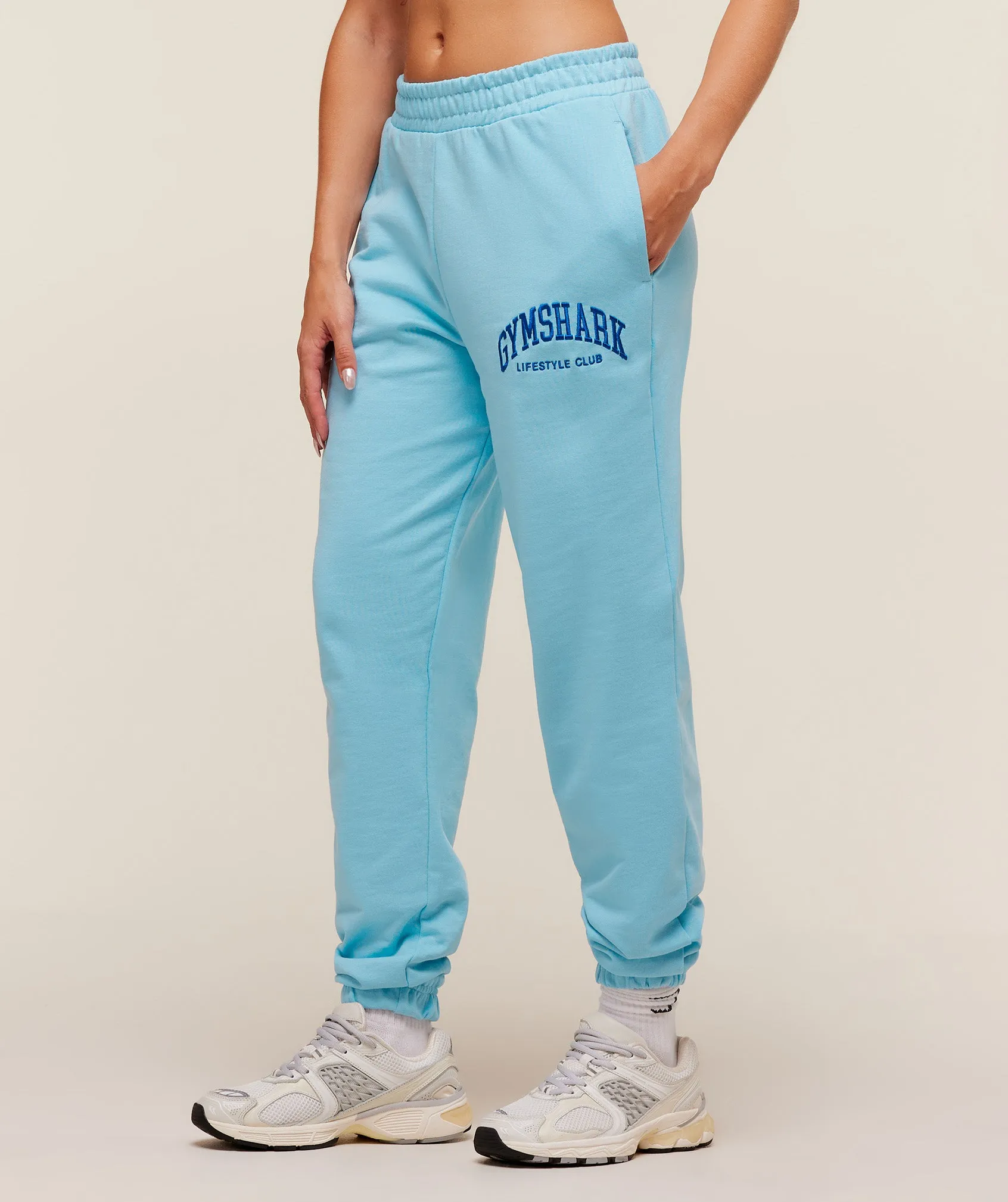 Gymshark Collegiate Graphic Joggers - Athletic Light Blue sold by Gymshark