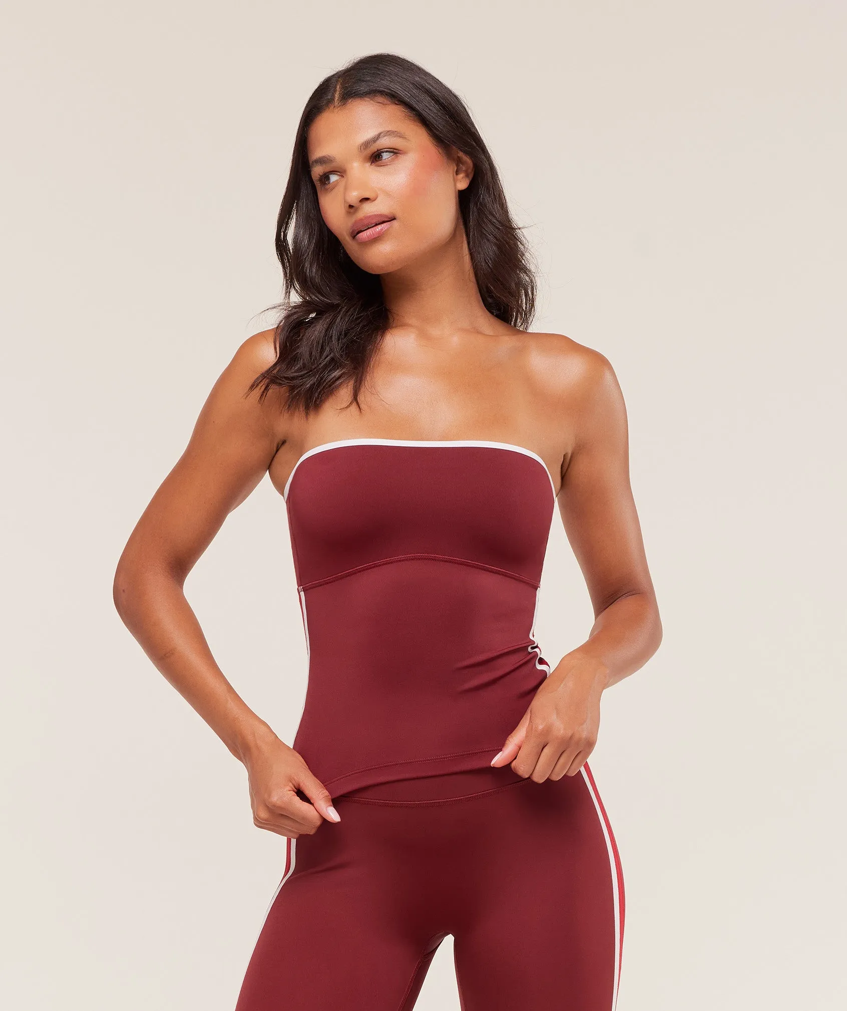 Gymshark Piping Bandeau With Shelf - Sets Red/Carmine Red/Soft White sold by Gymshark