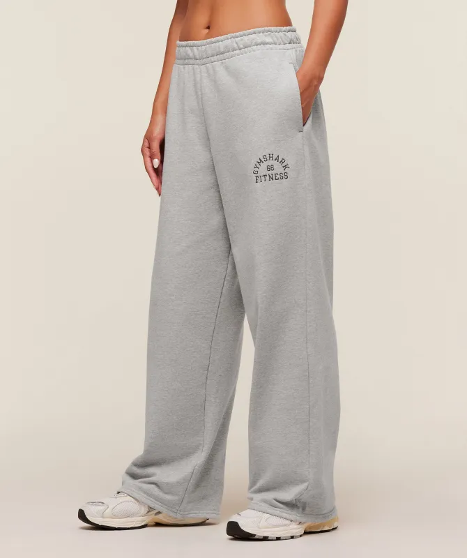 Gymshark Fitness Embroidered Graphic Wide Leg Joggers - Light Grey Core Marl sold by Gymshark