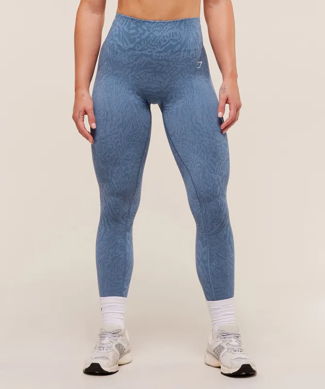 Gymshark Adapt Animal Seamless Leggings - Worn Blue/Peri Blue sold by Gymshark