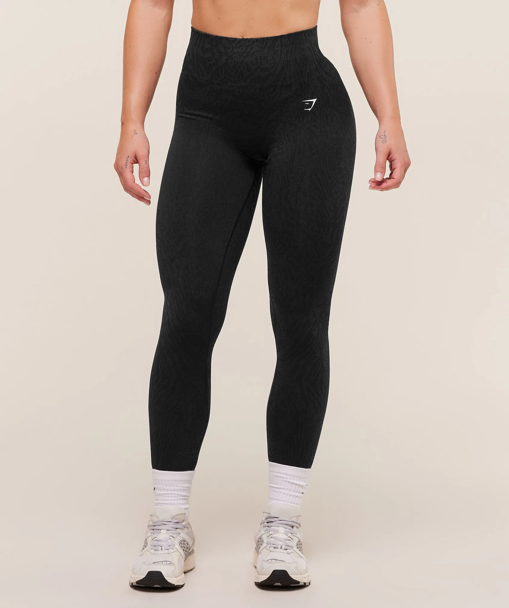 Gymshark Adapt Animal Seamless Leggings - Black/Asphalt Grey sold by Gymshark