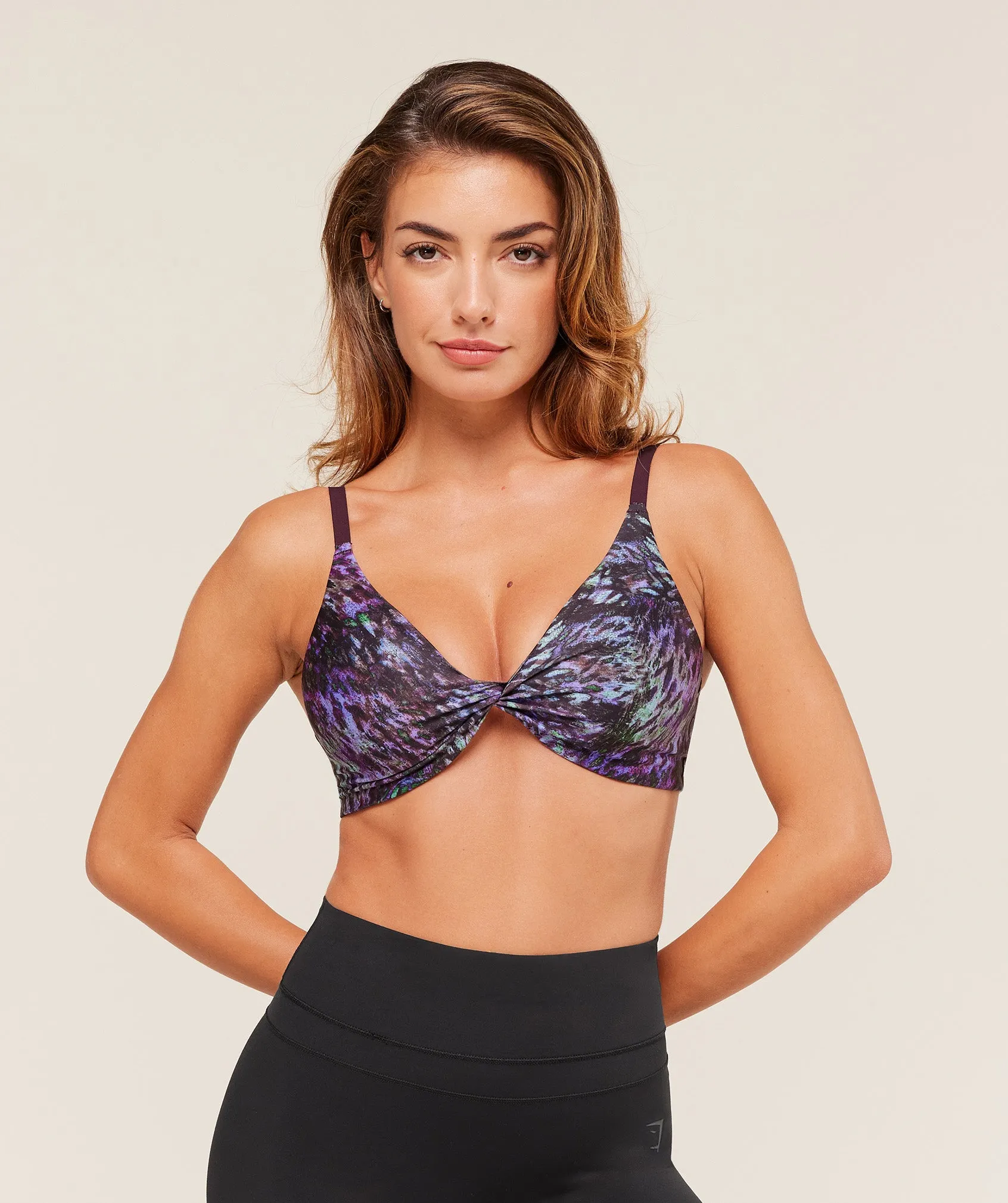 Gymshark Printed Twist Front Bralette - Morning Blue sold by Gymshark