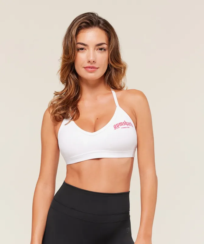 Gymshark Graphic Sports Bra - White sold by Gymshark