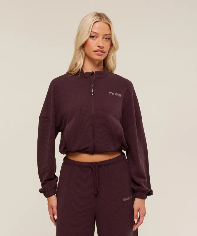 Gymshark Waffle Midi Zip Up Jacket - Cherry Purple sold by Gymshark