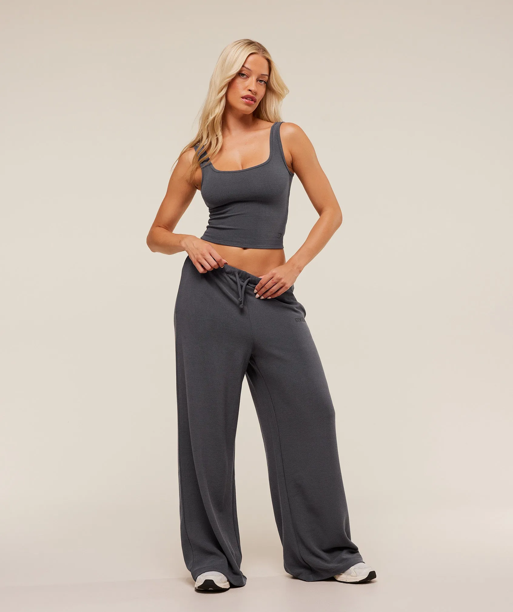 Gymshark Waffle Cropped Tank - Onyx Grey sold by Gymshark product image thumbnail 4