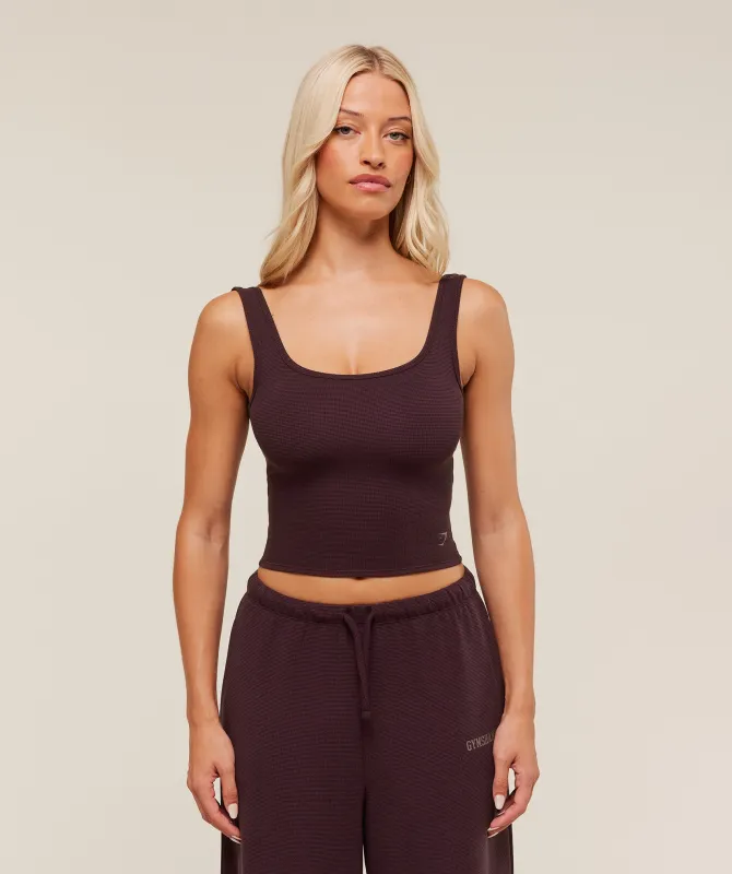 Gymshark Waffle Cropped Tank - Cherry Purple sold by Gymshark
