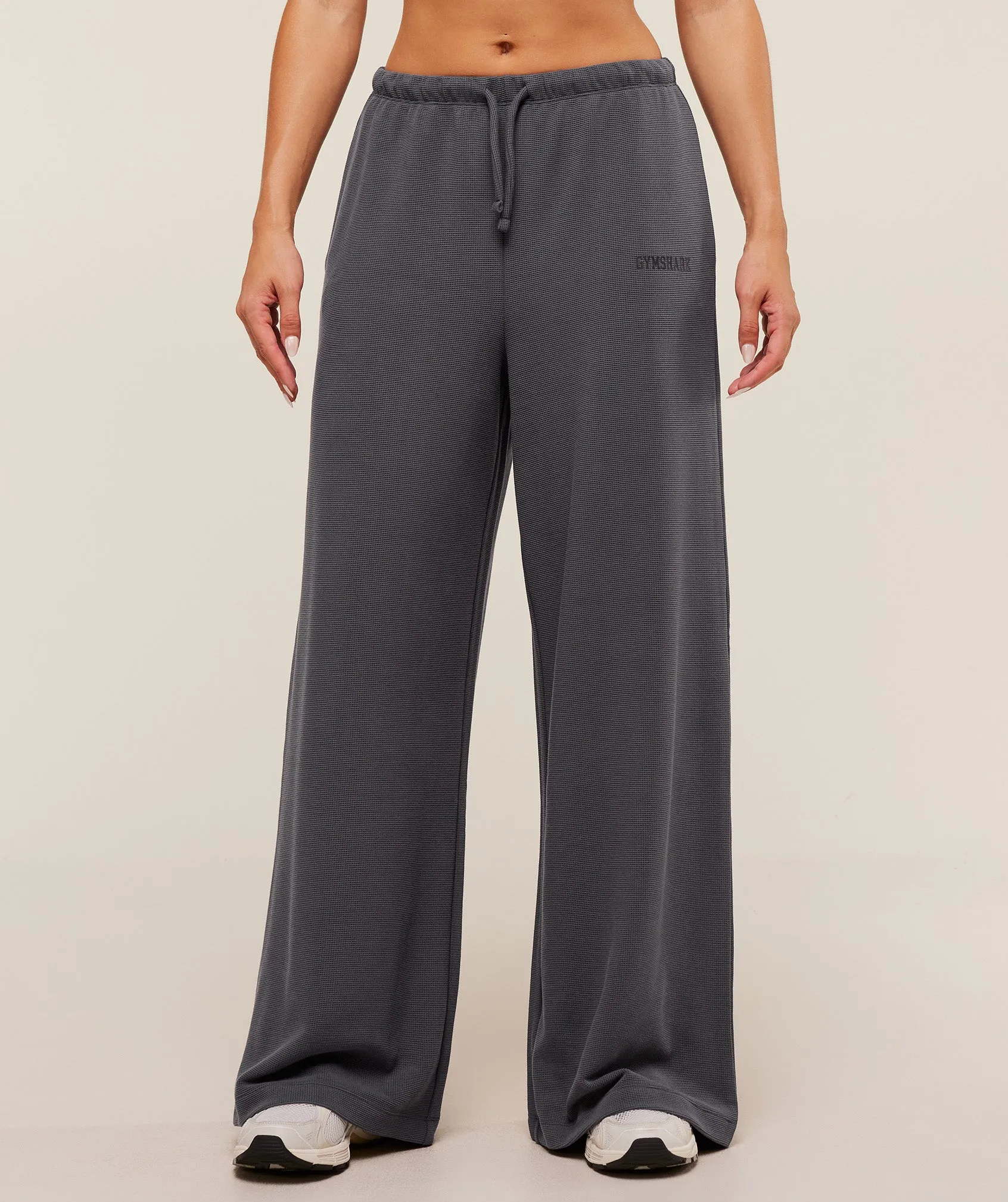 Gymshark Waffle Wide Leg Pants - Onyx Grey sold by Gymshark product image thumbnail 3