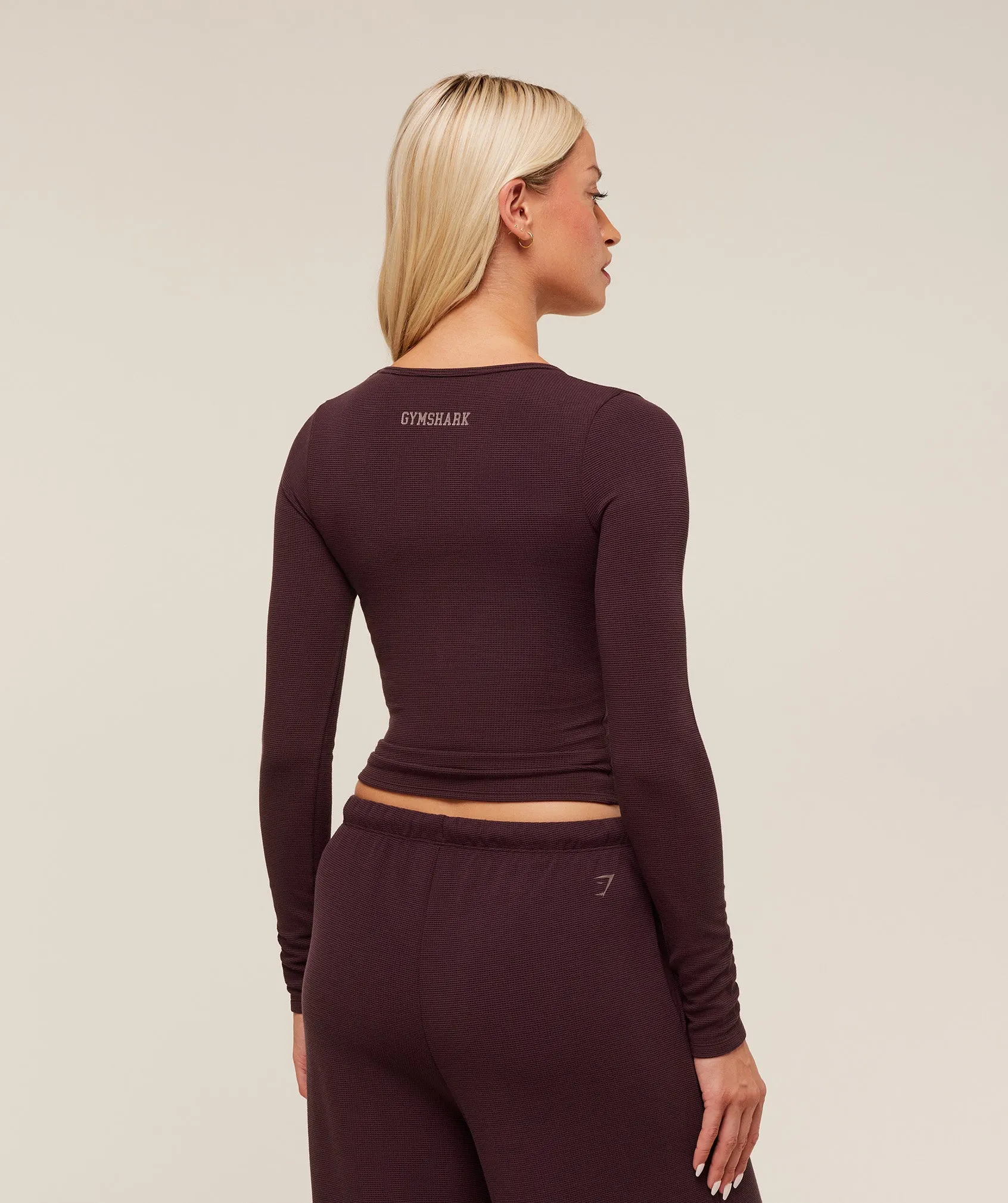 Gymshark Waffle Long Sleeve Top - Cherry Purple sold by Gymshark product image thumbnail 2
