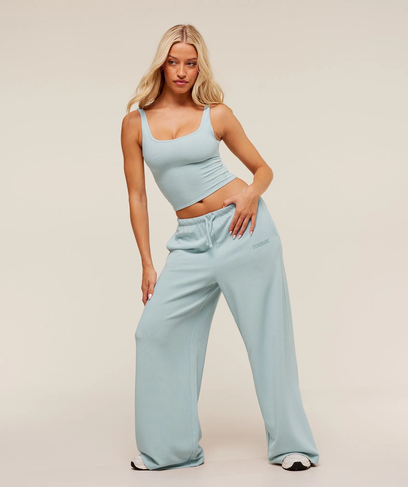 Gymshark Waffle Cropped Tank - Smoke Blue sold by Gymshark product image thumbnail 4