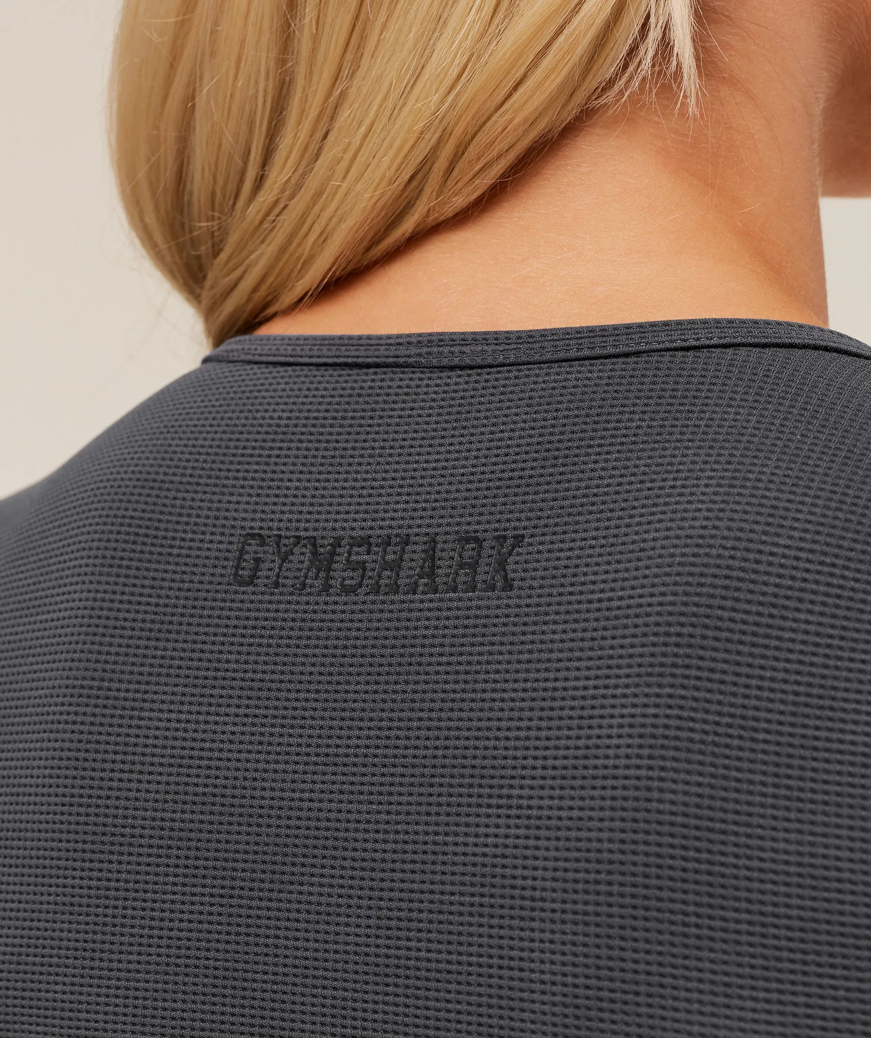 Gymshark Waffle Long Sleeve Top - Onyx Grey sold by Gymshark product image thumbnail 5