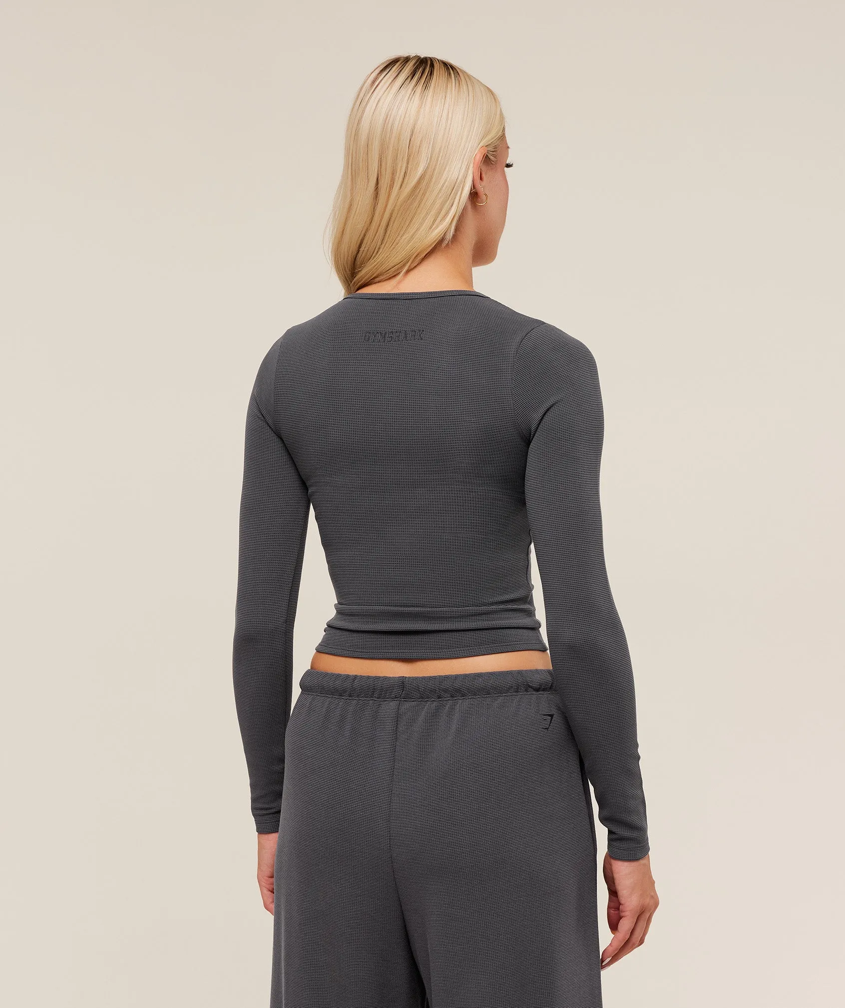 Gymshark Waffle Long Sleeve Top - Onyx Grey sold by Gymshark product image thumbnail 2