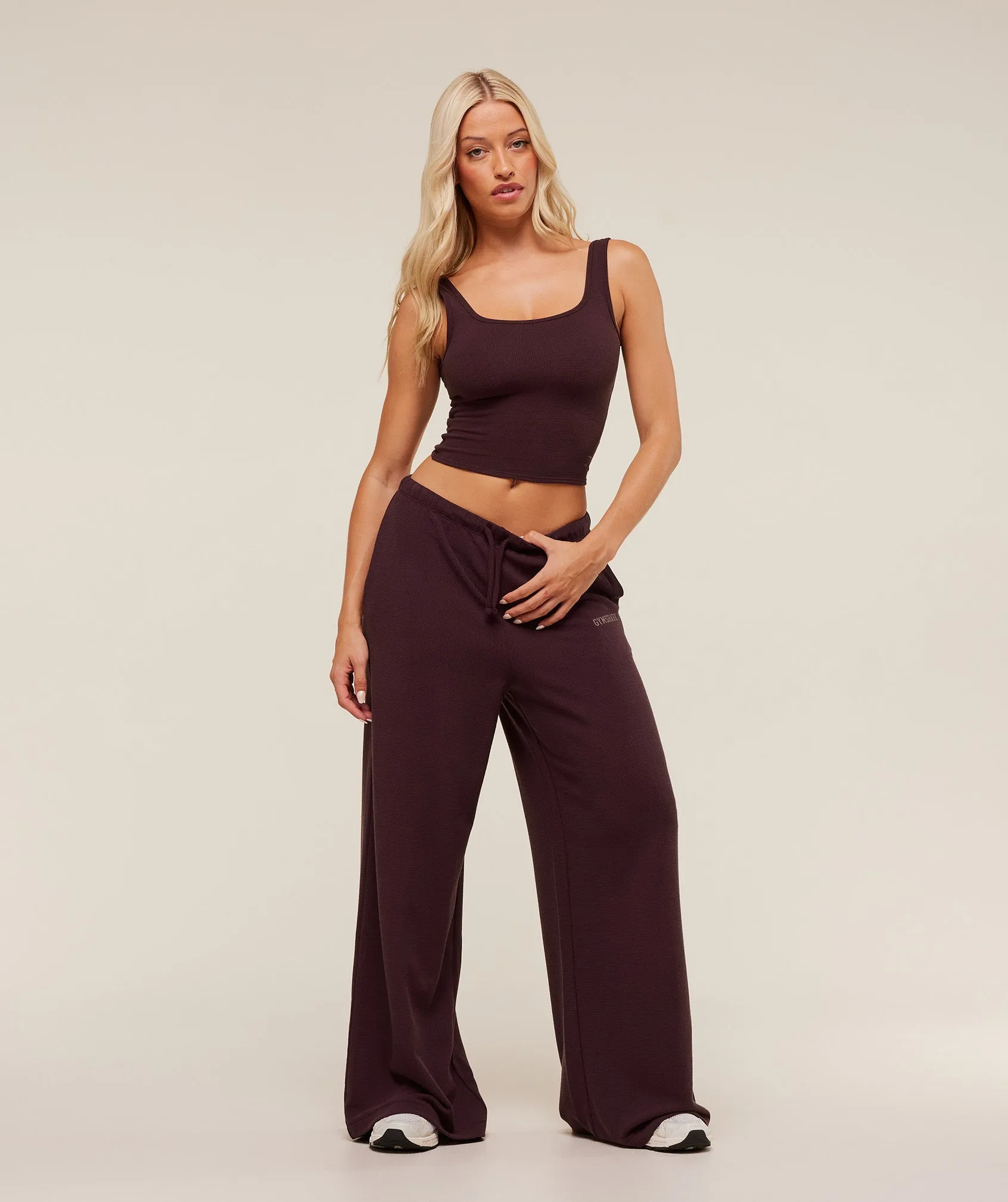 Gymshark Waffle Wide Leg Pants - Cherry Purple sold by Gymshark product image thumbnail 4