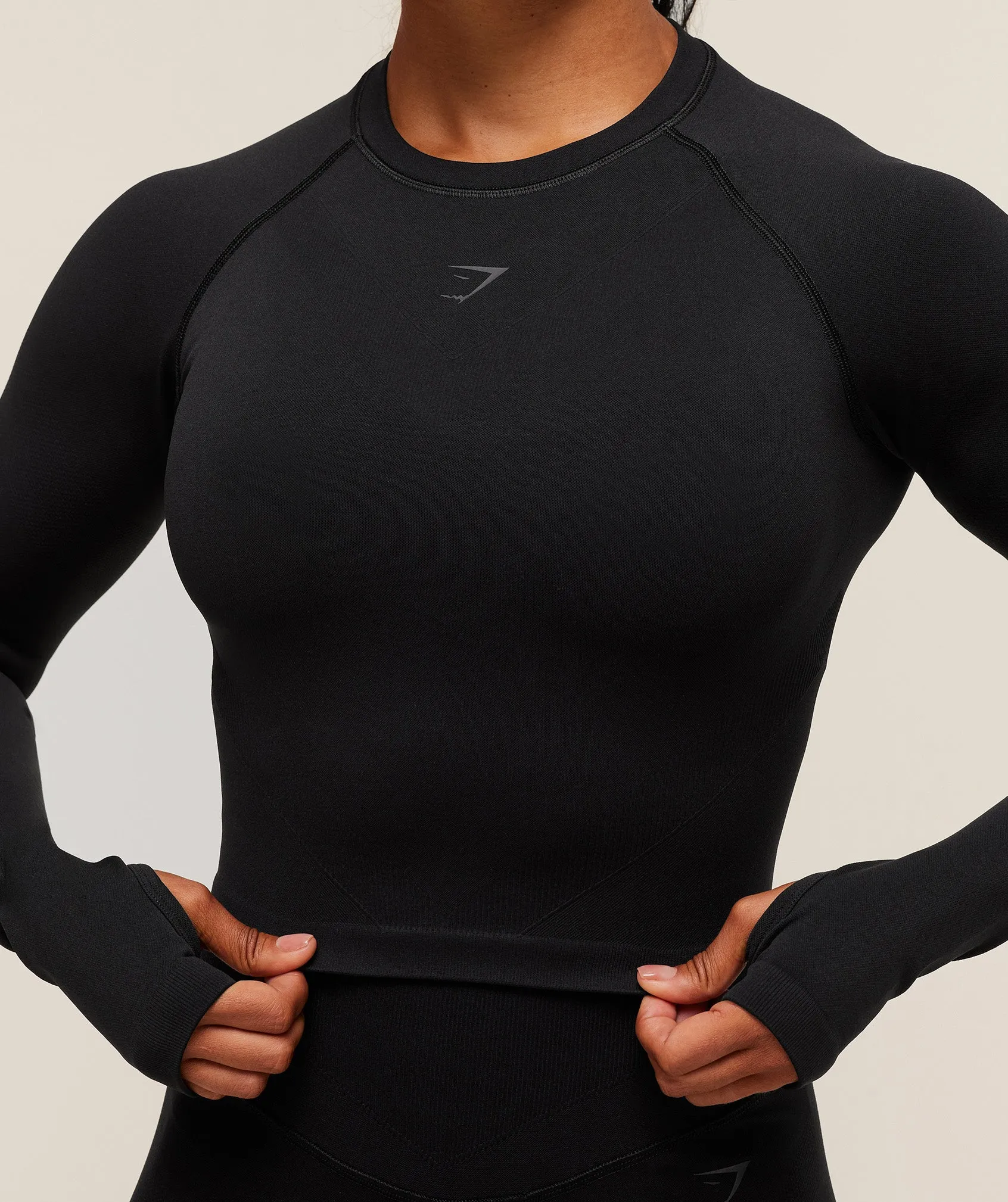 Gymshark Activate Long Sleeve Crop Top - Black sold by Gymshark product image thumbnail 5