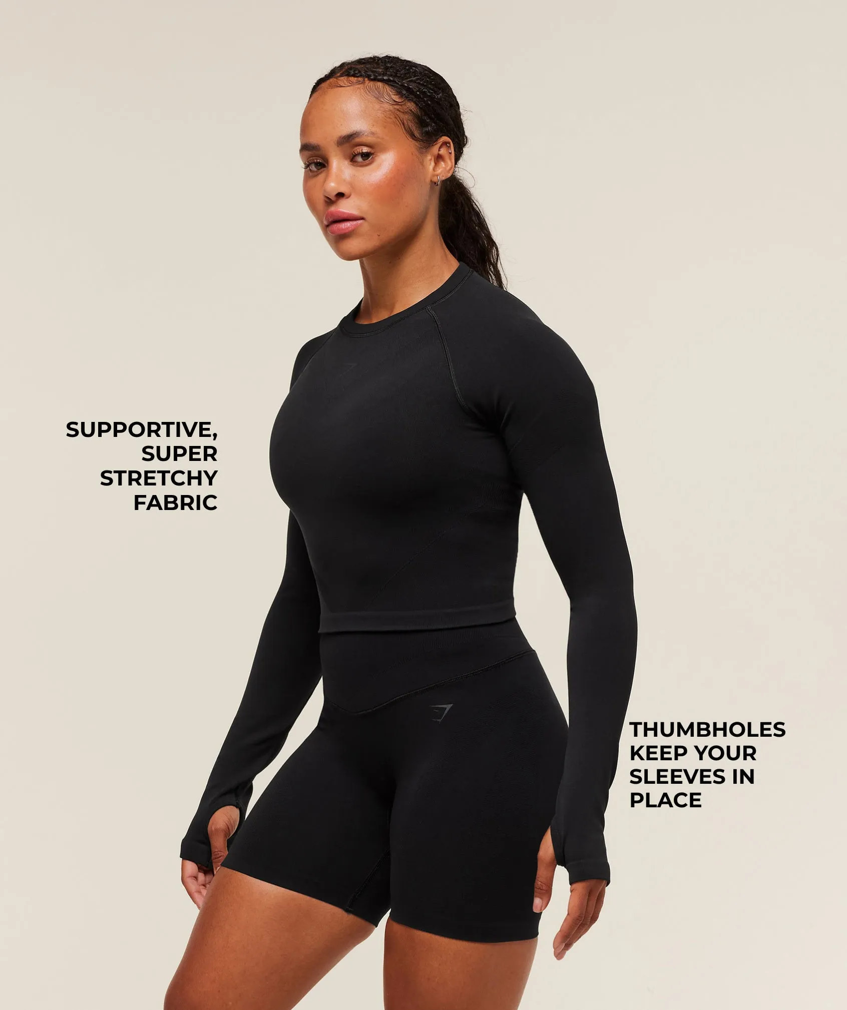 Gymshark Activate Long Sleeve Crop Top - Black sold by Gymshark product image thumbnail 2