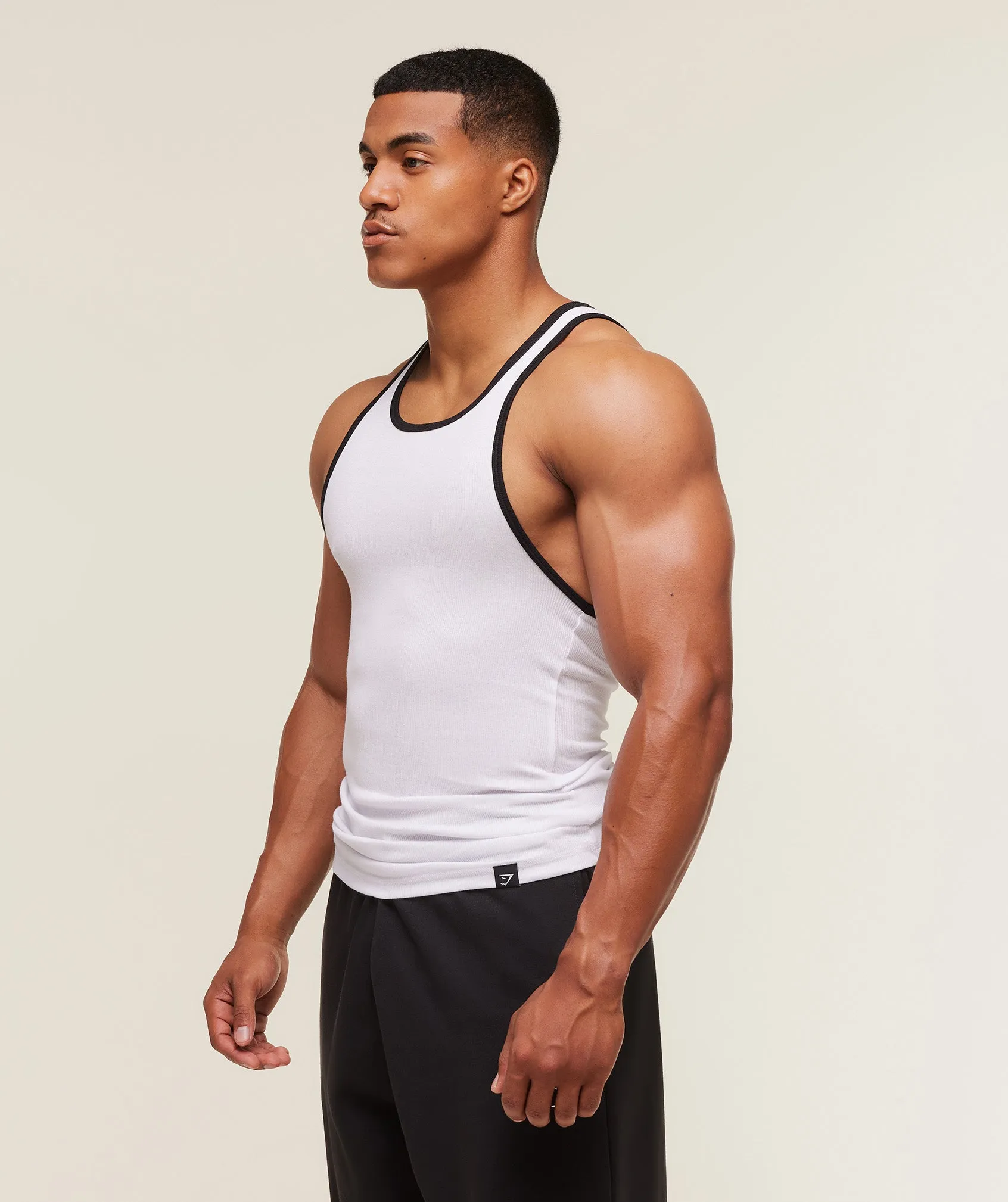 Gymshark Ribbed Tank 1PK - White/Black sold by Gymshark product image thumbnail 2