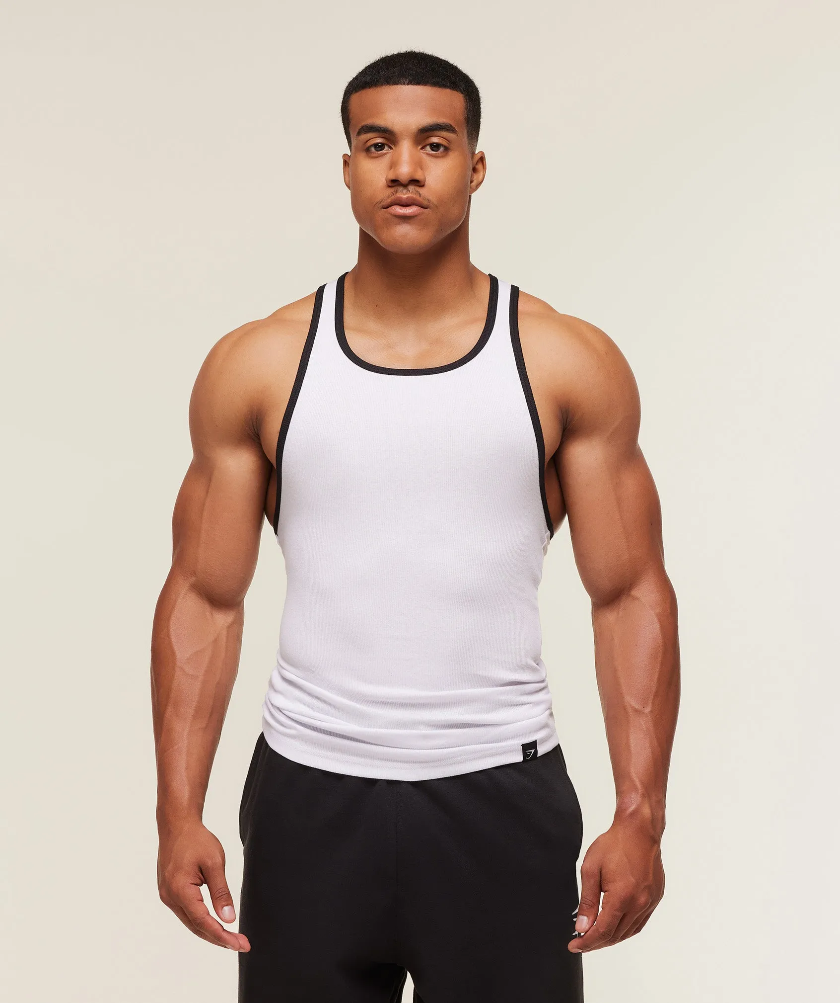 Gymshark Ribbed Tank 1PK - White/Black sold by Gymshark