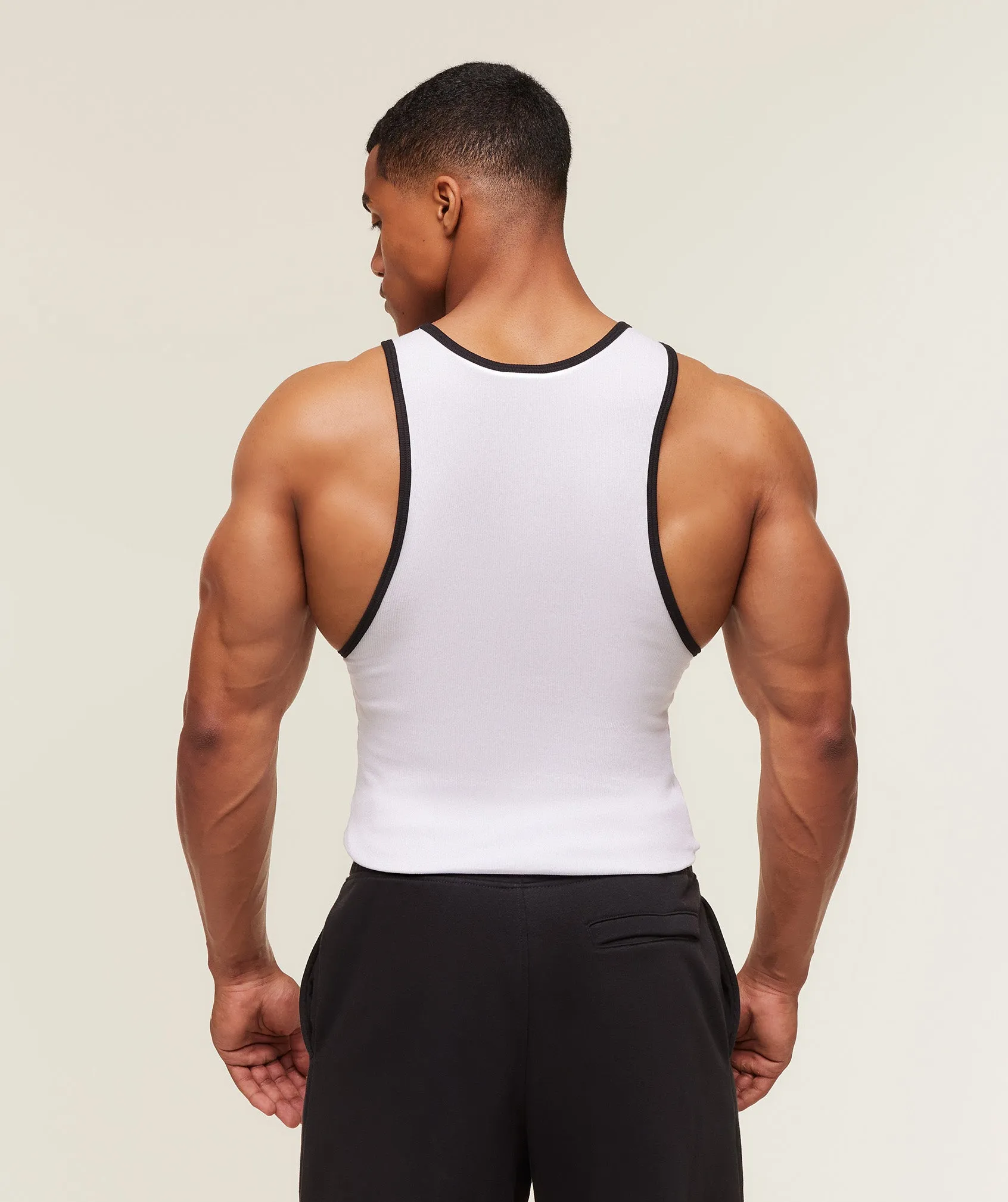 Gymshark Ribbed Tank 1PK - White/Black sold by Gymshark product image thumbnail 3