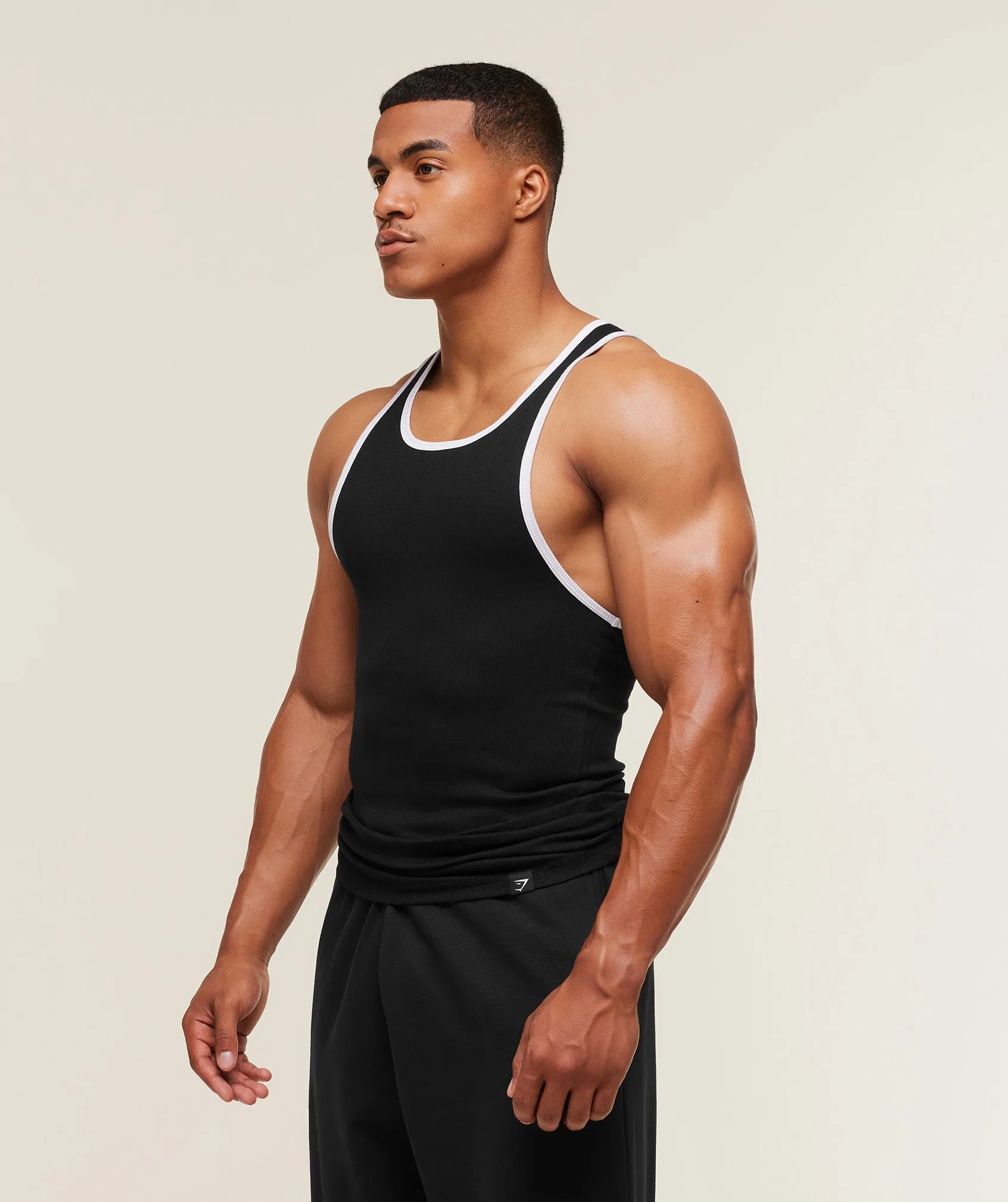 Gymshark Ribbed Tank 1PK - Black/White sold by Gymshark product image thumbnail 2