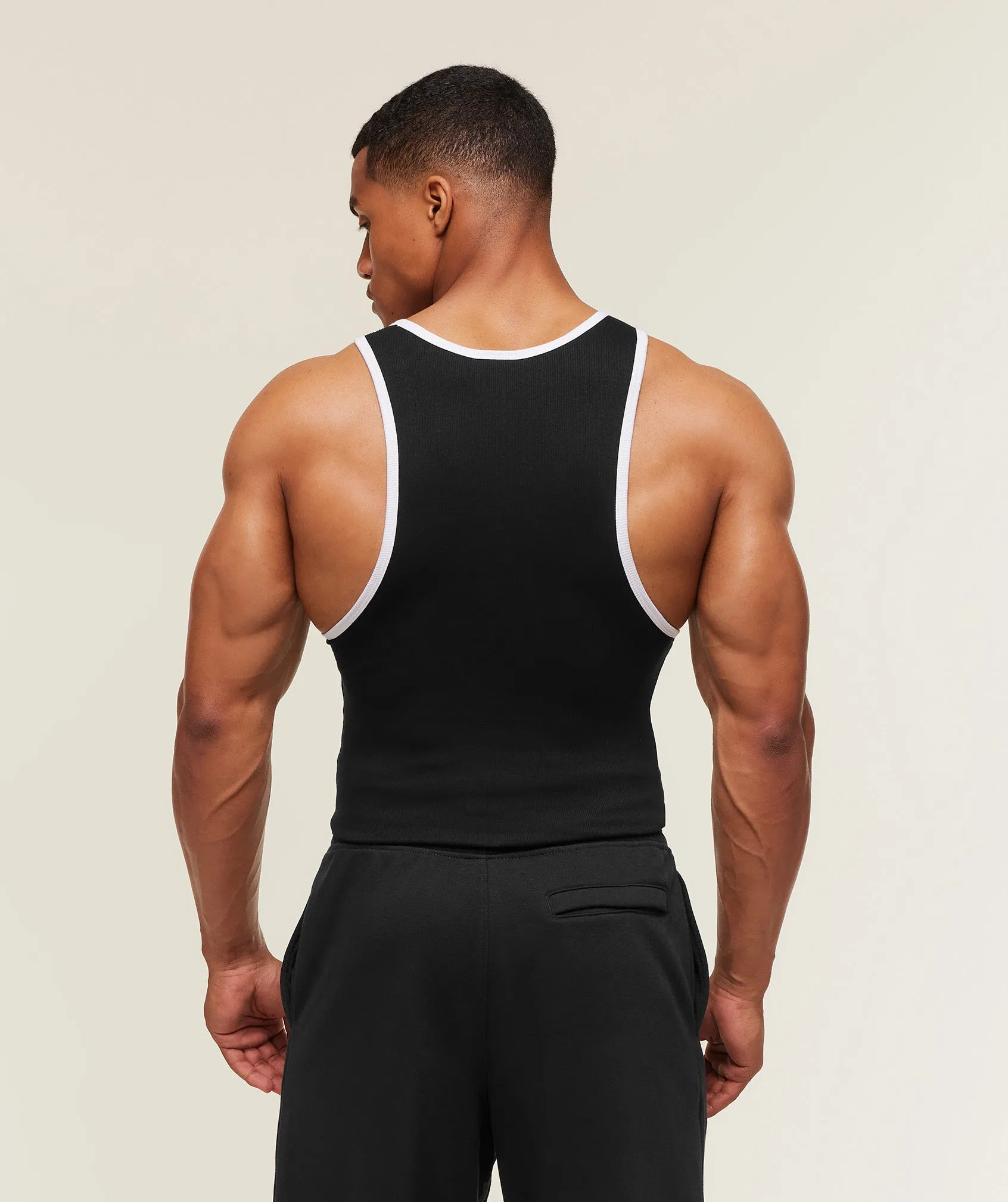 Gymshark Ribbed Tank 1PK - Black/White sold by Gymshark product image thumbnail 3
