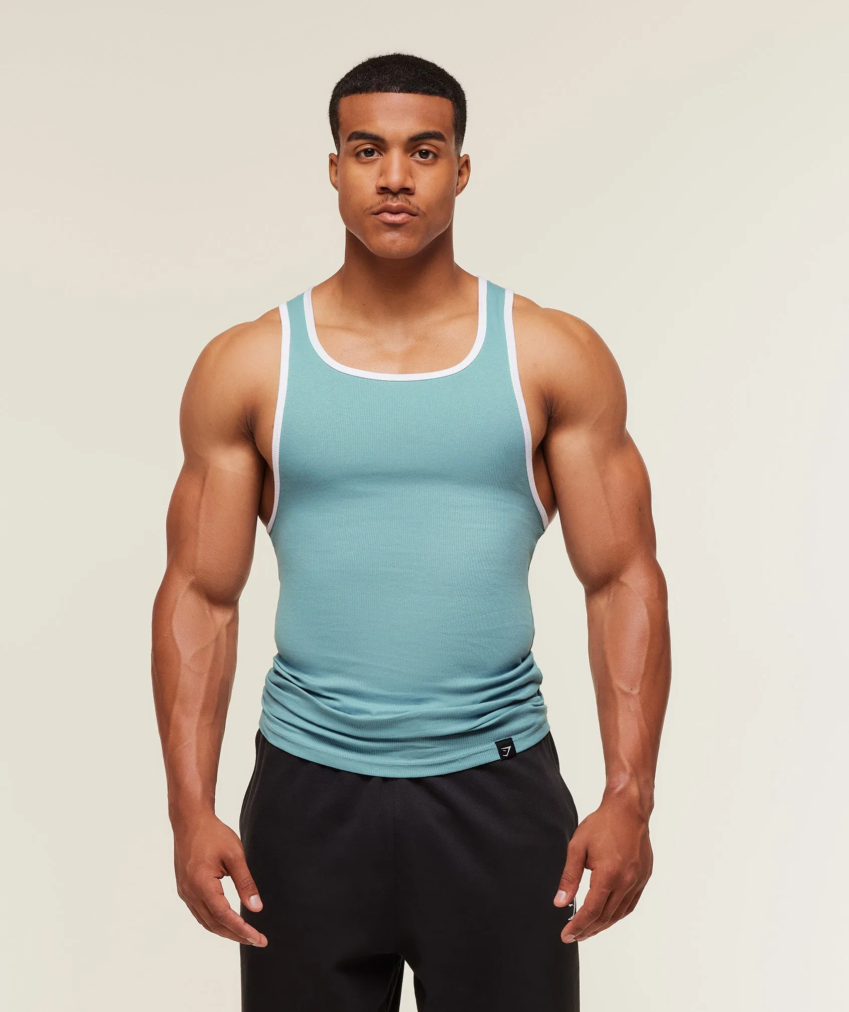 Gymshark Ribbed Tank 1PK - Bench Blue/White sold by Gymshark