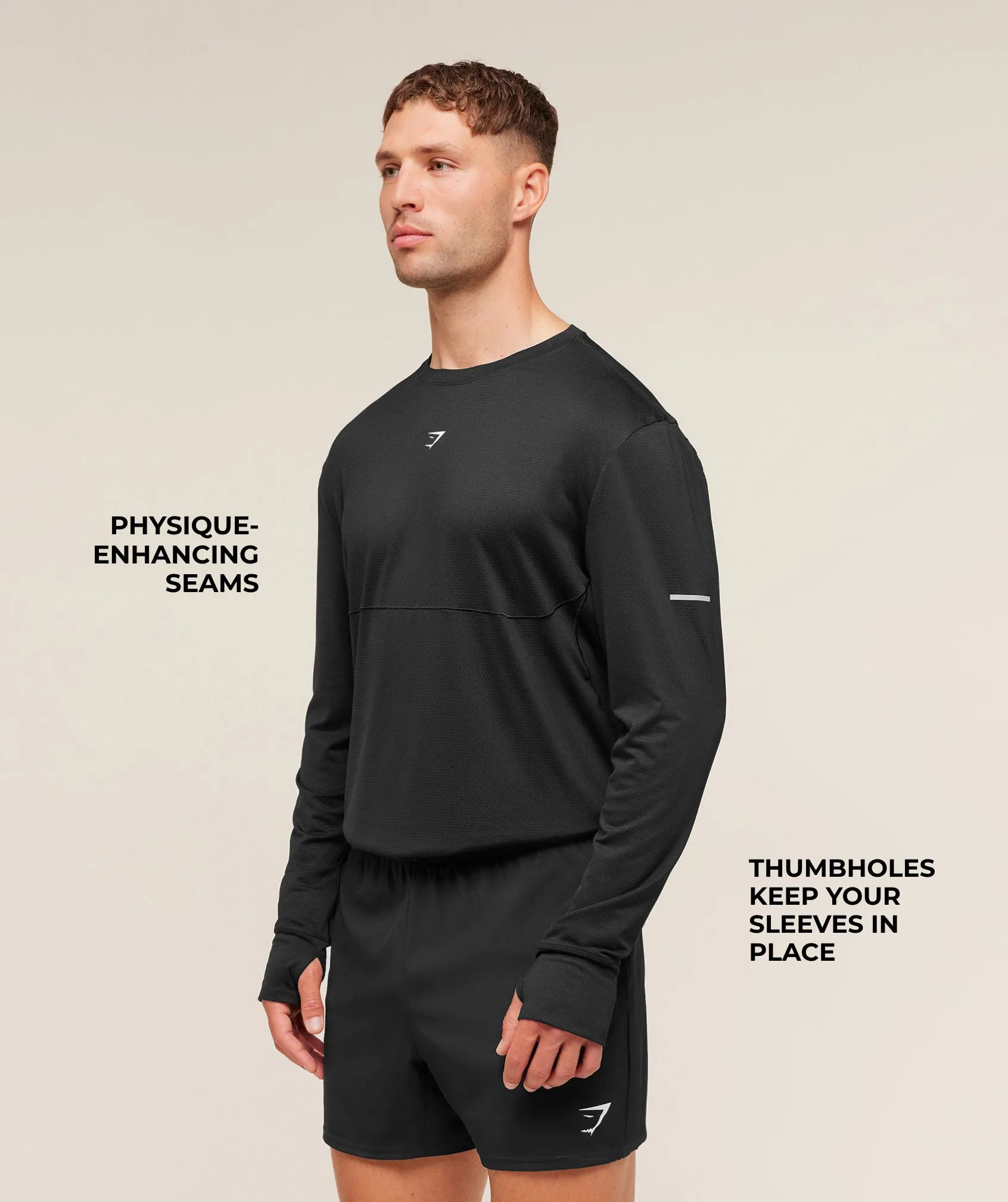 Gymshark Running Long Sleeve T-Shirt - Black sold by Gymshark product image thumbnail 2