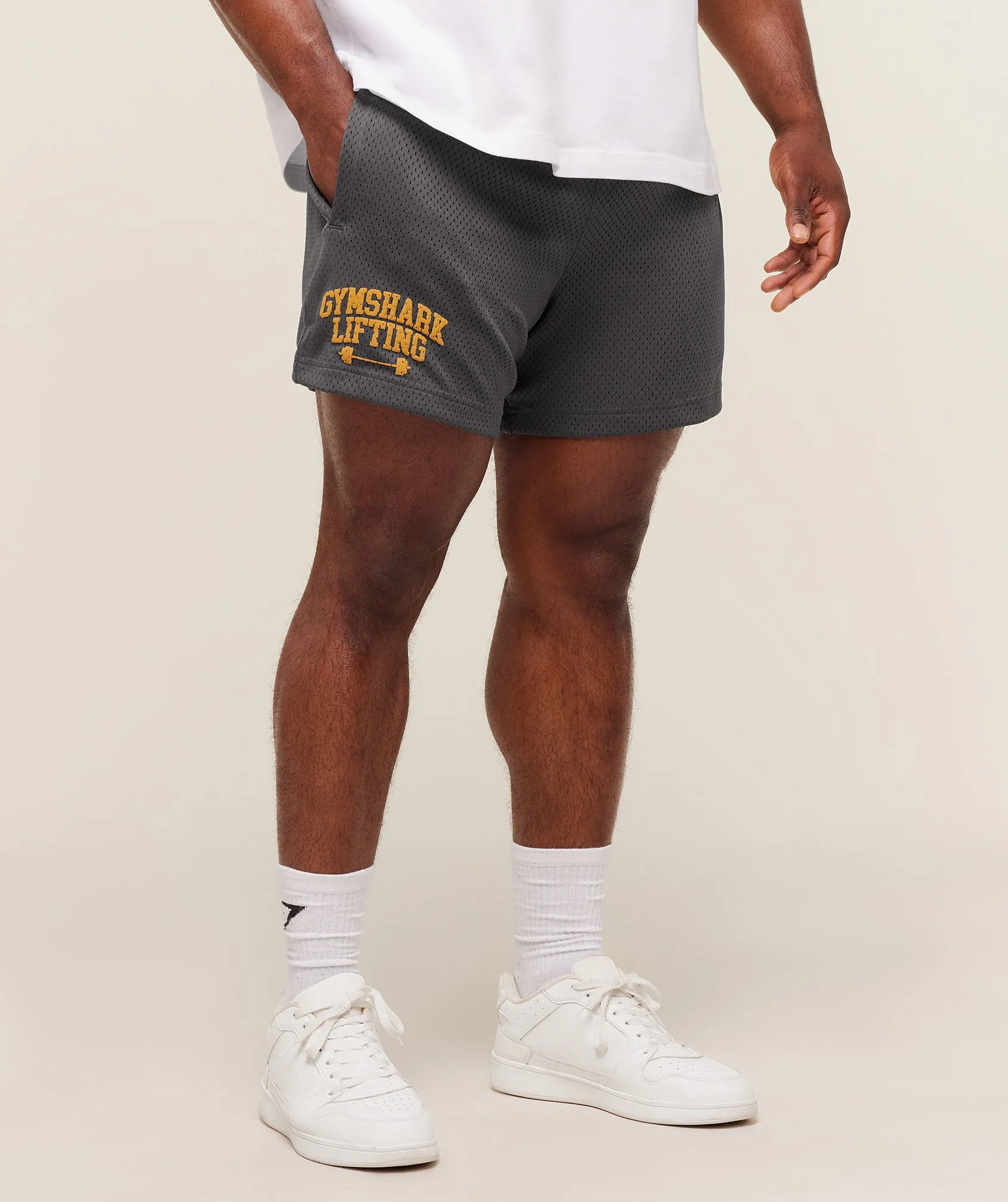 Gymshark Lifting Barbell Mesh 5" Short - Grey sold by Gymshark product image thumbnail 3