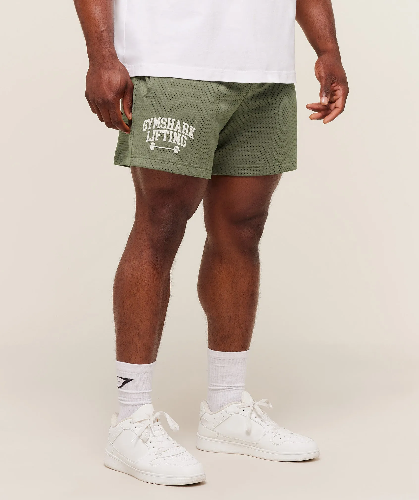 Gymshark Lifting Barbell Mesh 5" Short - Base Green sold by Gymshark product image thumbnail 3