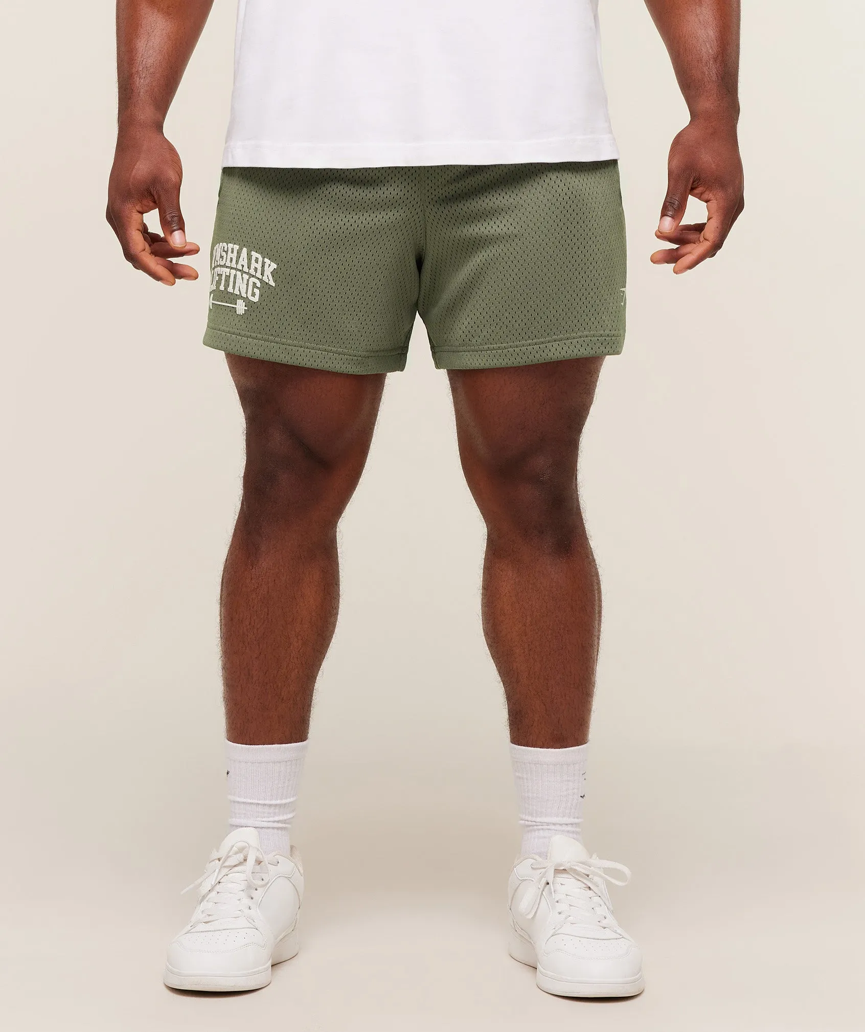 Gymshark Lifting Barbell Mesh 5" Short - Base Green sold by Gymshark
