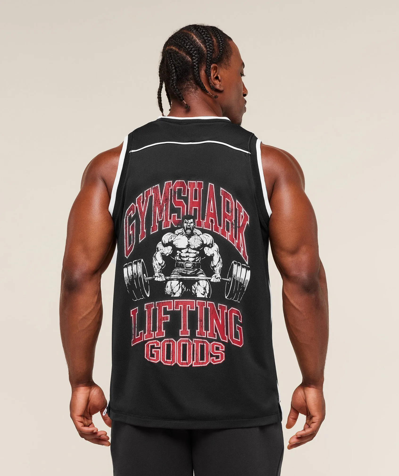 Gymshark Graphic Basketball Mesh Tank - Black sold by Gymshark