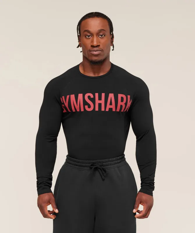 Gymshark Prime Long Sleeve T-Shirt - Black/Vivid Red sold by Gymshark