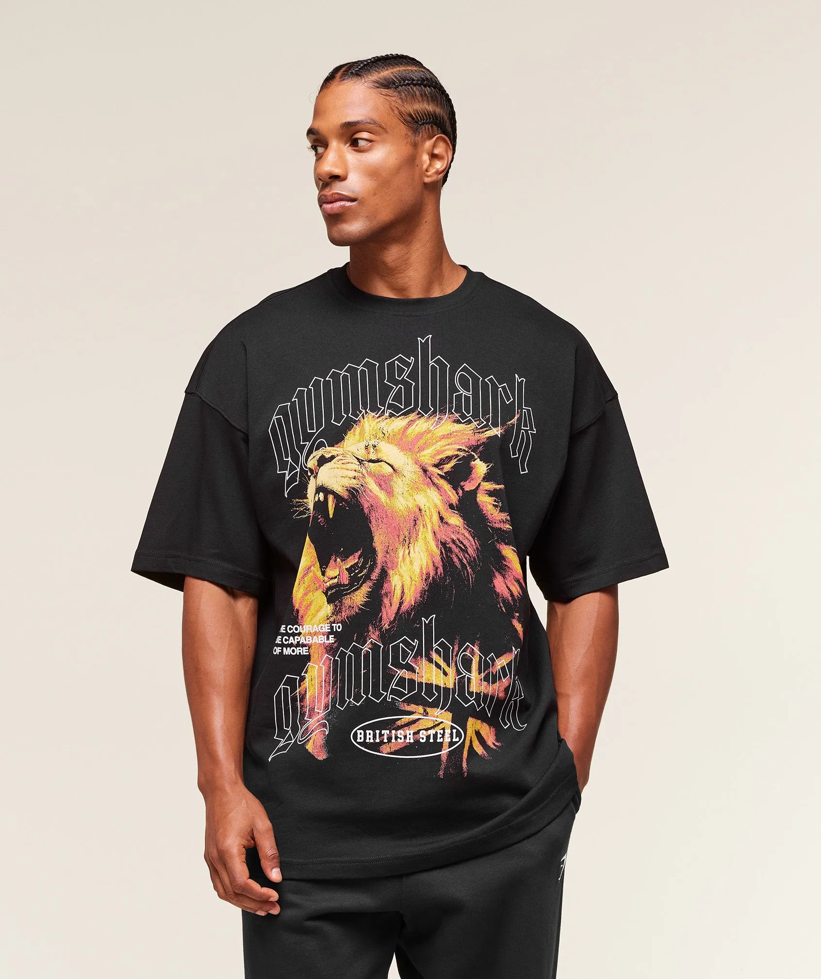 Gymshark Lion Graphic T-Shirt - Black sold by Gymshark