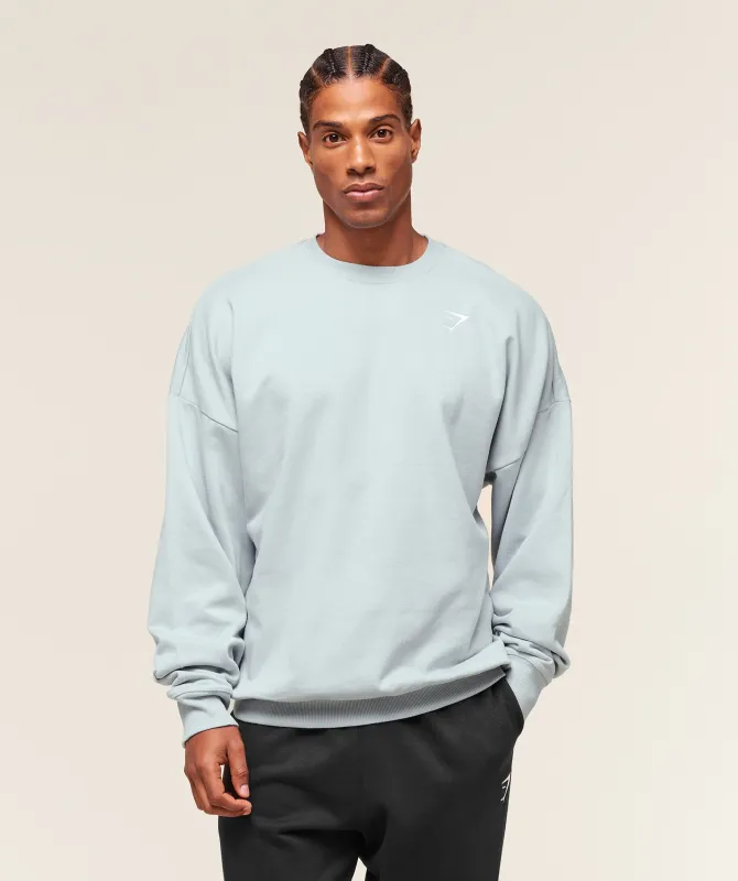Gymshark Crest Oversized Crew - Smoke Blue sold by Gymshark