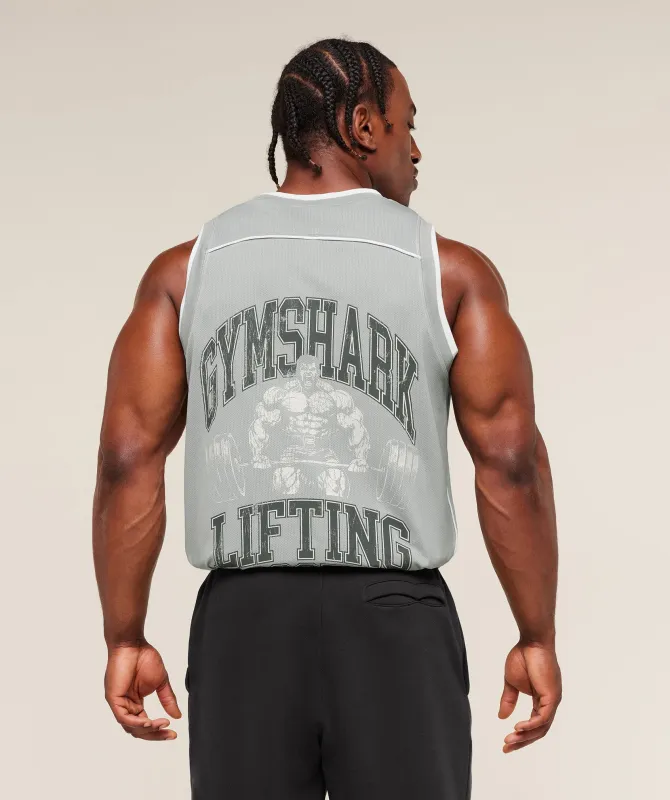Gymshark Graphic Basketball Mesh Tank - Silver Grey sold by Gymshark