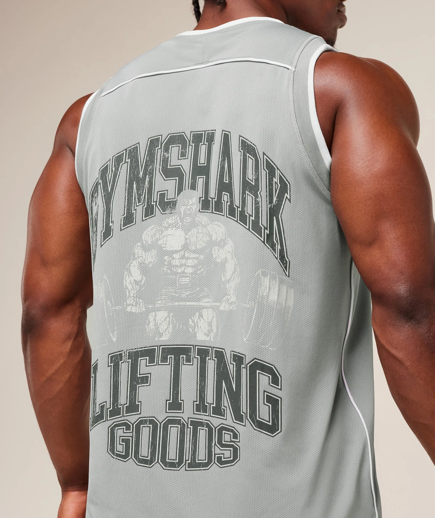 Gymshark Graphic Basketball Mesh Tank - Silver Grey sold by Gymshark product image thumbnail 5