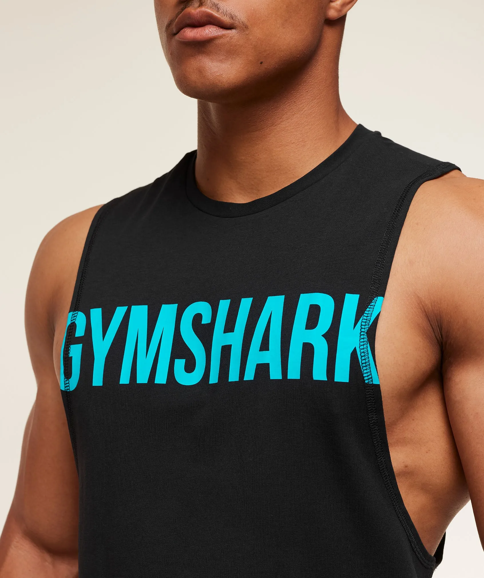 Gymshark Prime Drop Arm Tank - Black/Brand Blue sold by Gymshark product image thumbnail 4