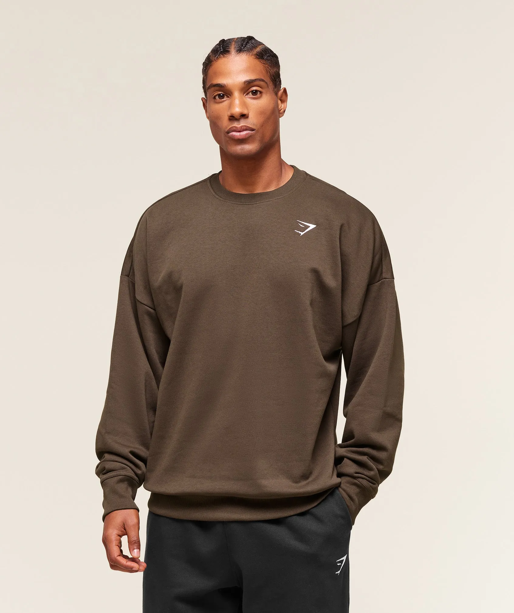 Gymshark Crest Oversized Crew - Archive Brown sold by Gymshark