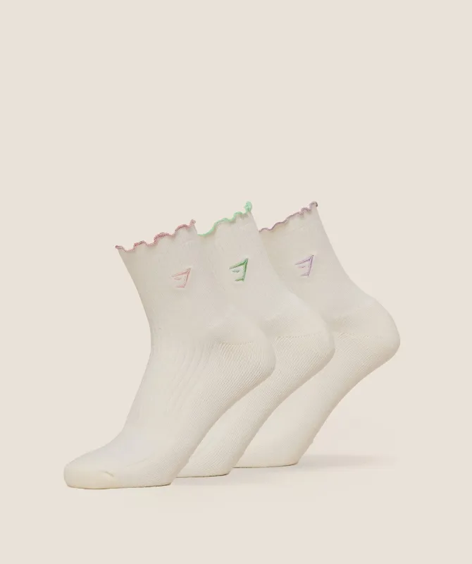 Gymshark Weight Doodle Graphic Frill Midi 3pk - Soft White sold by Gymshark