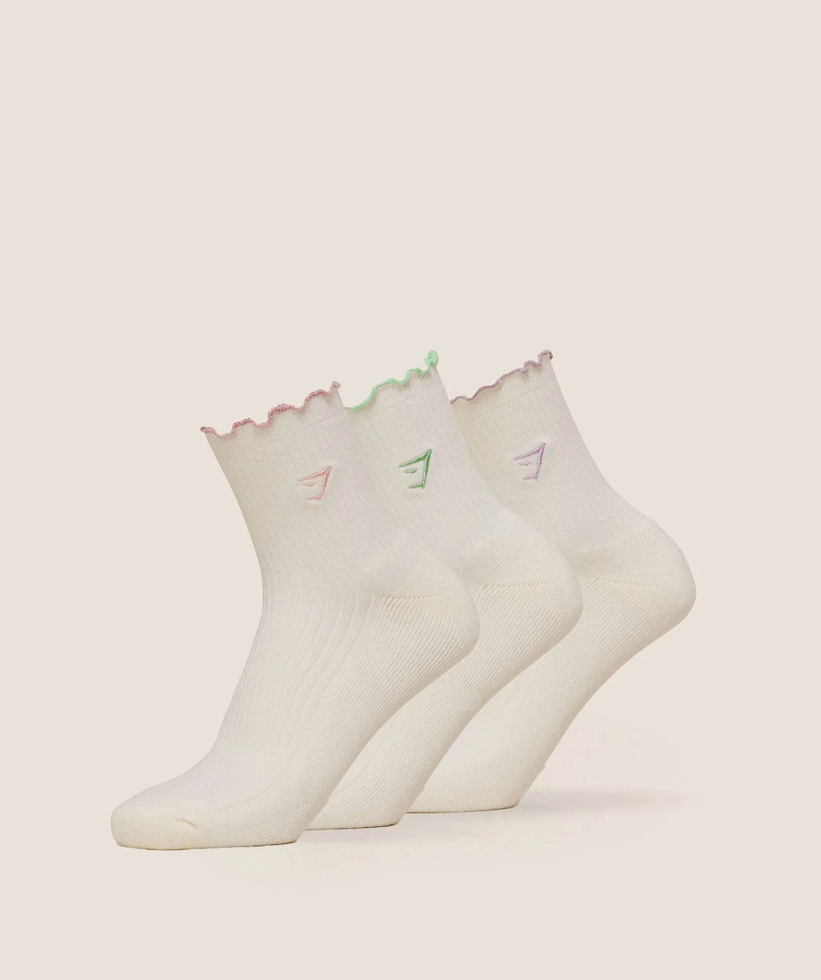 Gymshark Weight Doodle Graphic Frill Midi 3pk - Soft White sold by Gymshark