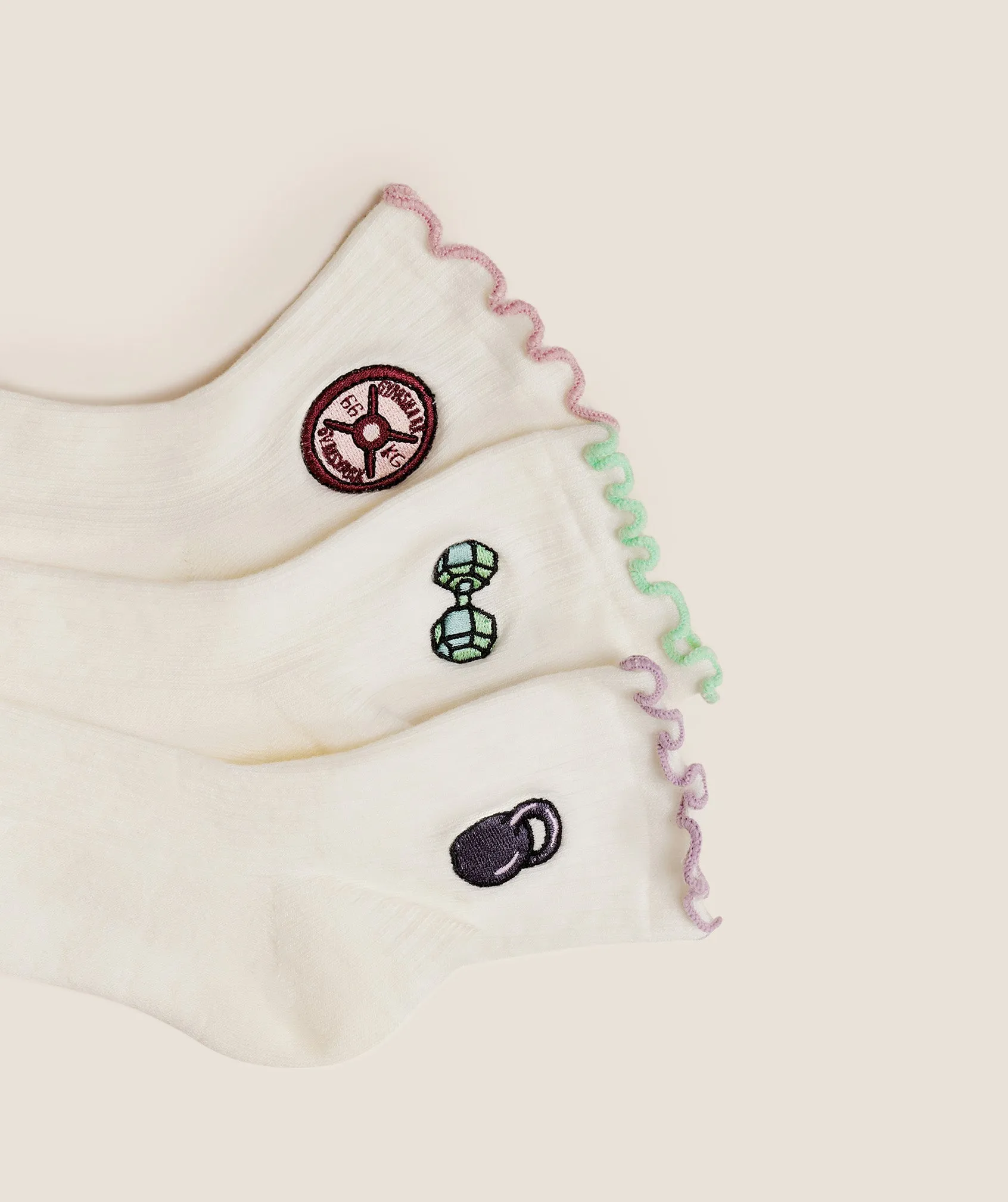 Gymshark Weight Doodle Graphic Frill Midi 3pk - Soft White sold by Gymshark product image thumbnail 2