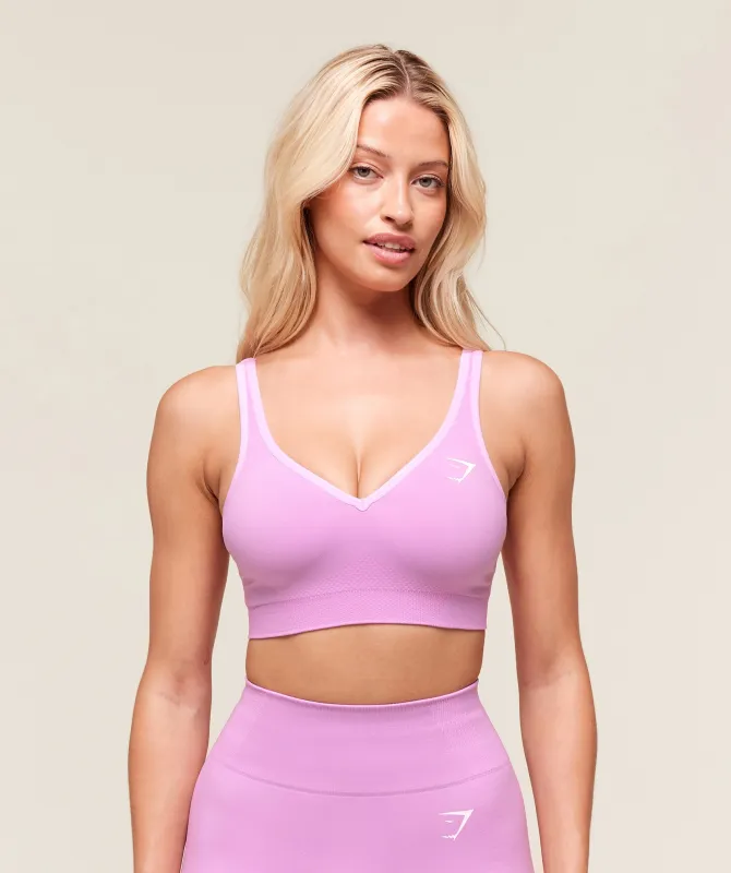 Gymshark Vital V Neck Sports Bra - Sour Pink/Marl sold by Gymshark
