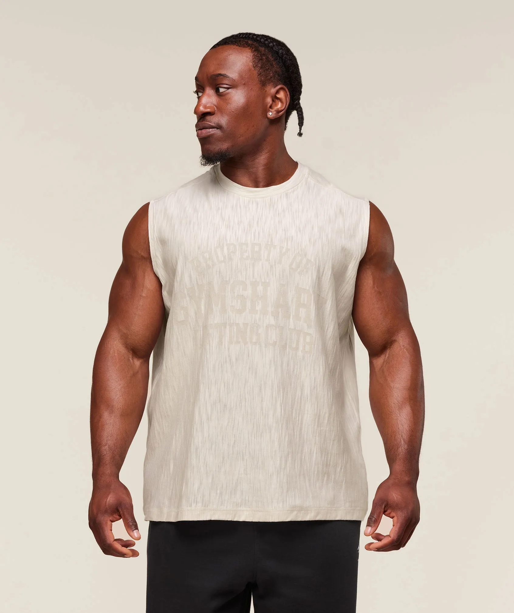 Gymshark Lightweight Slub Textured Tank - Oat White sold by Gymshark product image thumbnail 4