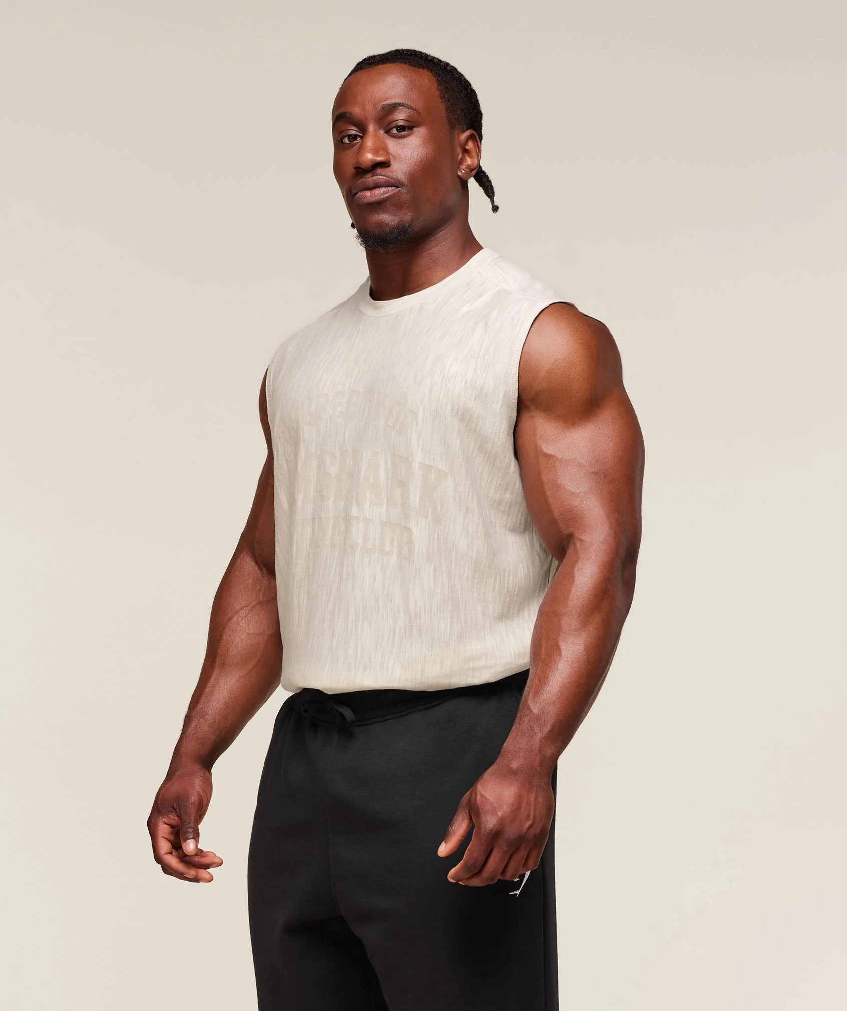 Gymshark Lightweight Slub Textured Tank - Oat White sold by Gymshark product image thumbnail 5