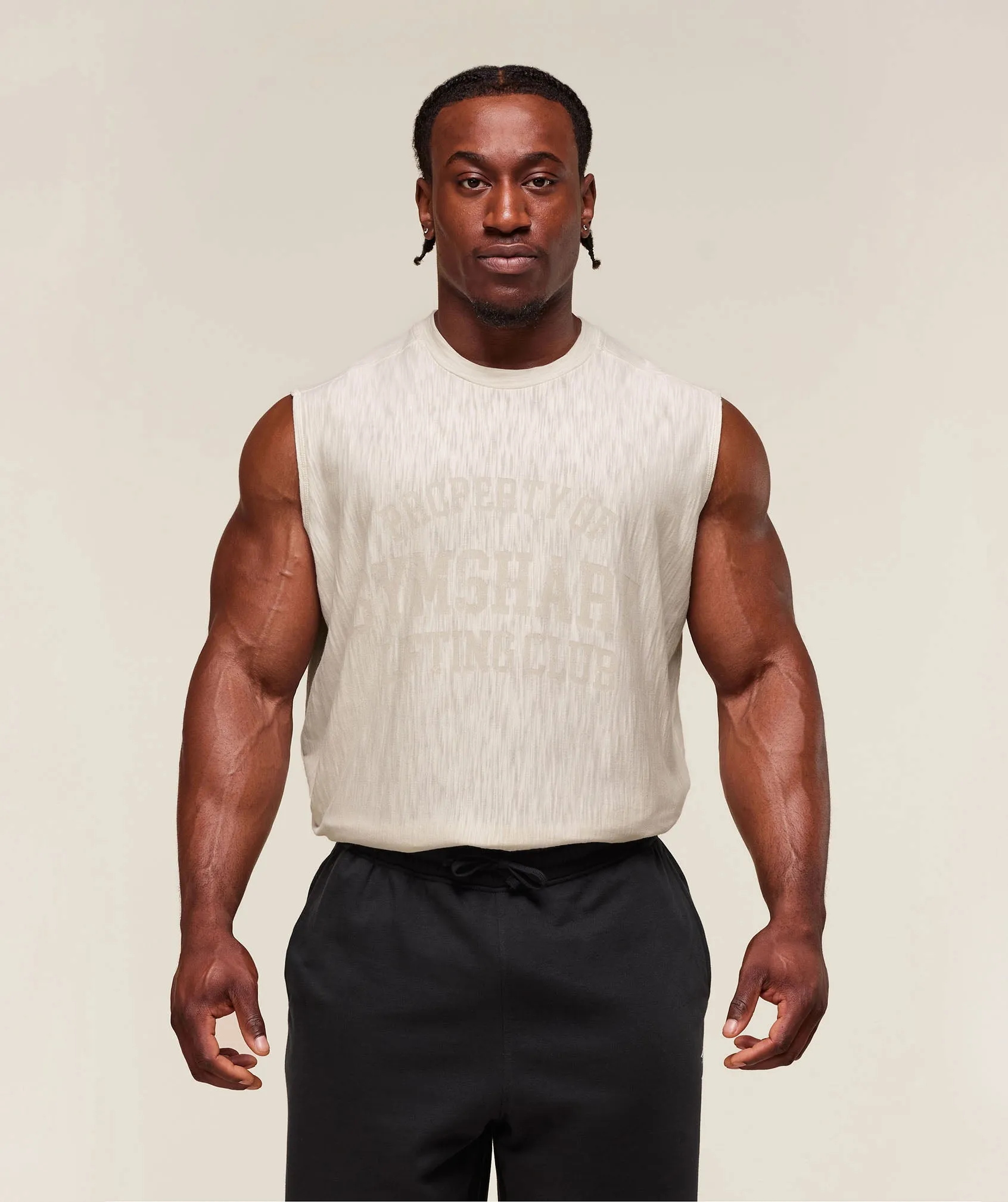 Gymshark Lightweight Slub Textured Tank - Oat White sold by Gymshark