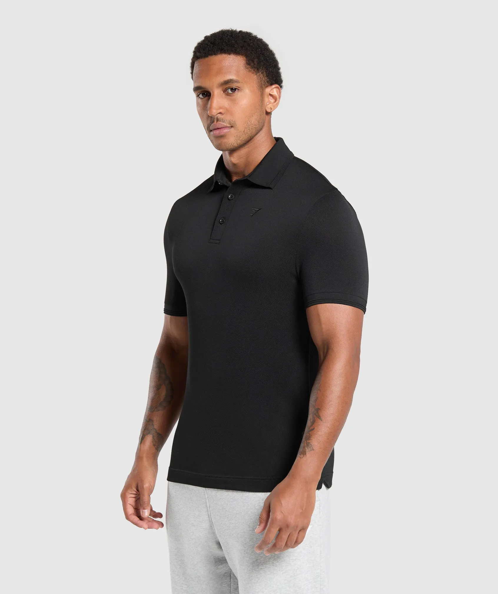 Gymshark Flat Knit Polo Shirt - Black sold by Gymshark product image thumbnail 3